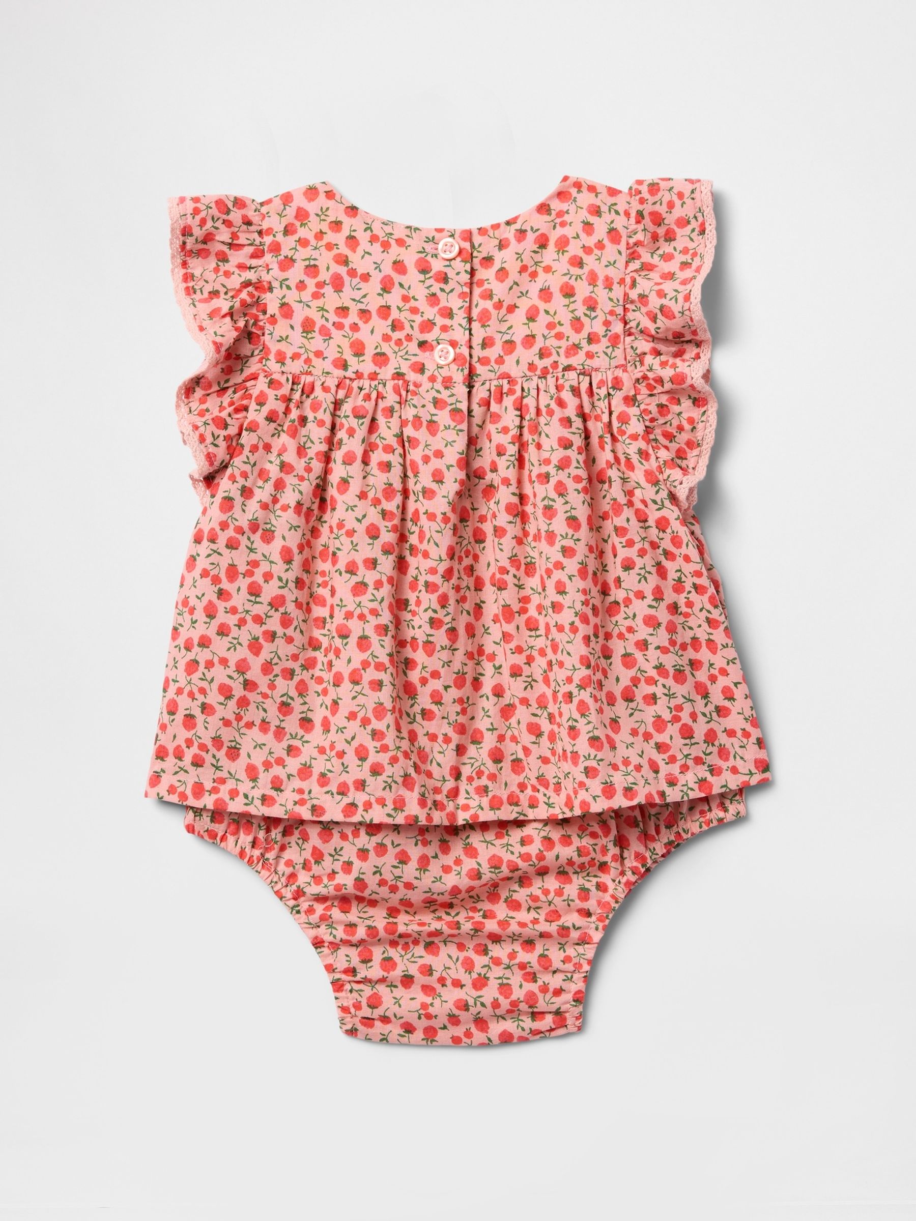 Red Smocked Ruffle-Sleeve Bodysuit Dress (Newborn-24mths) - Image 2 of 2