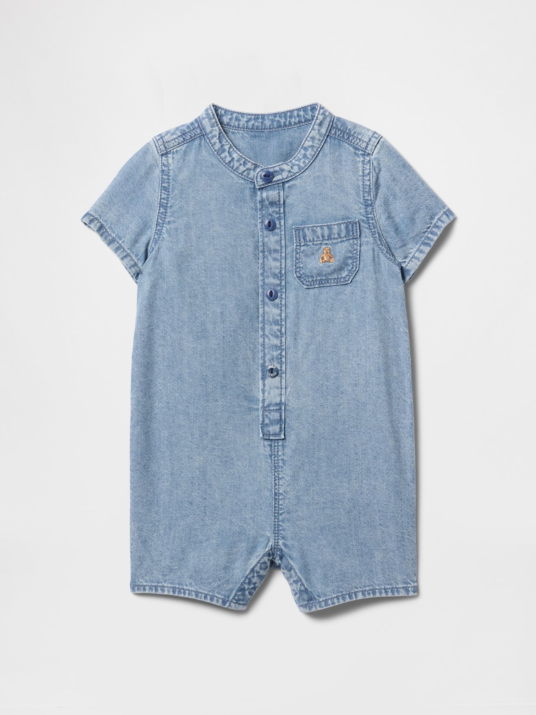 Blue Denim Short One-Piece (Newborn-24mths) - Image 1 of 2
