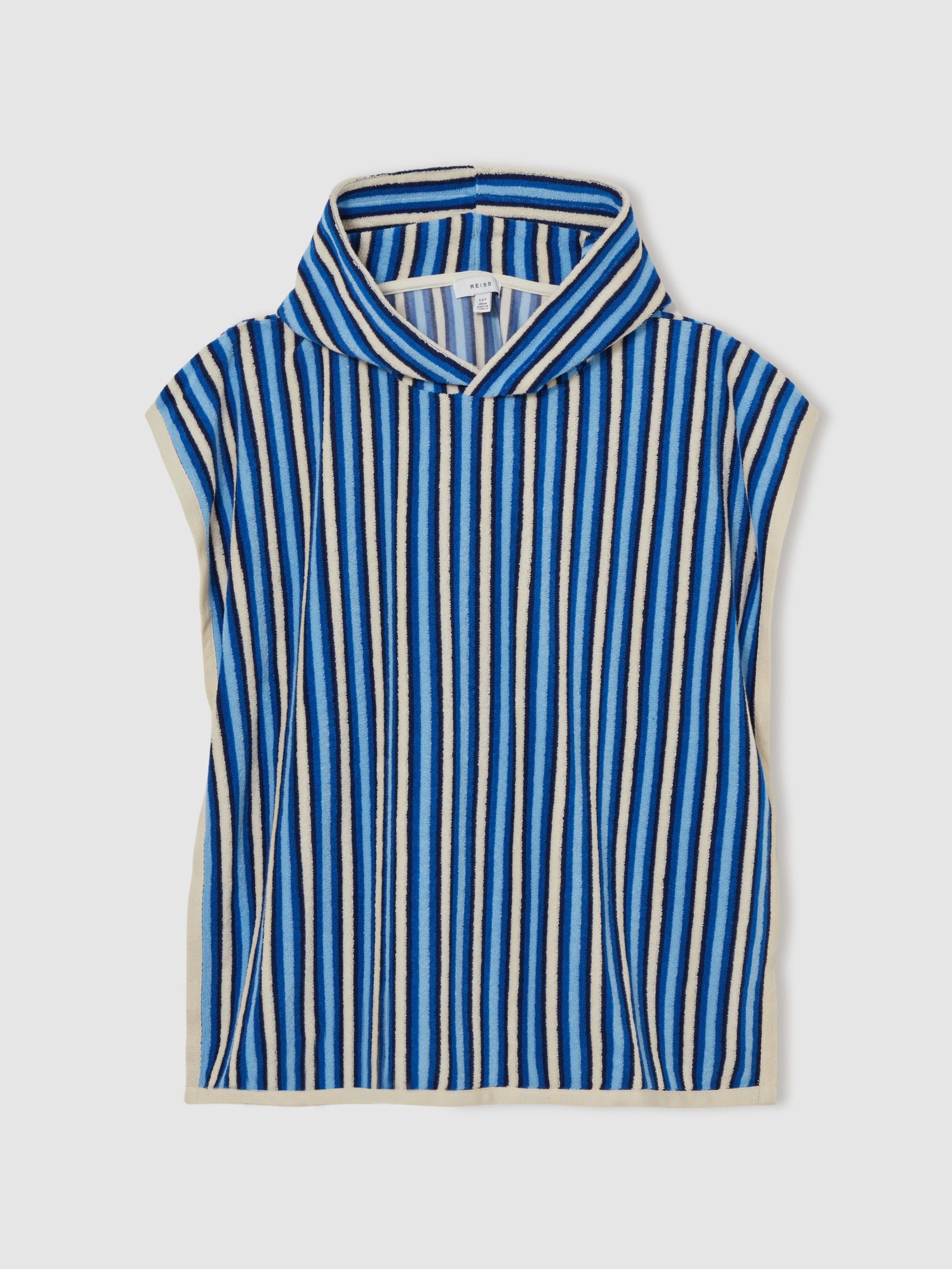 3-9 yrs Stripe Hooded Towel Cape in Blue Multi - Image 2 of 4