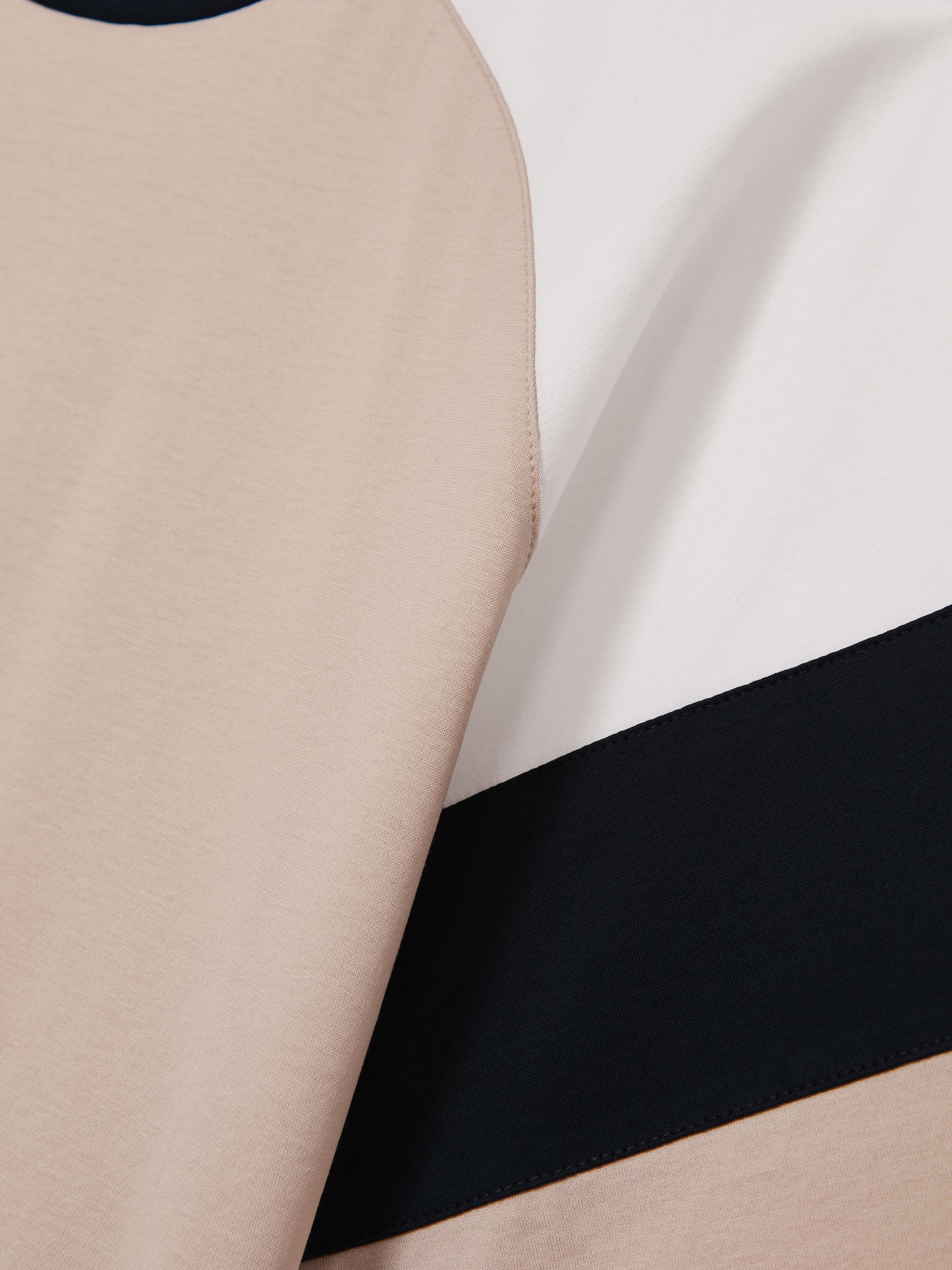 Mercerised-Cotton Colourblock T-Shirt in Sand/Navy - Image 6 of 6