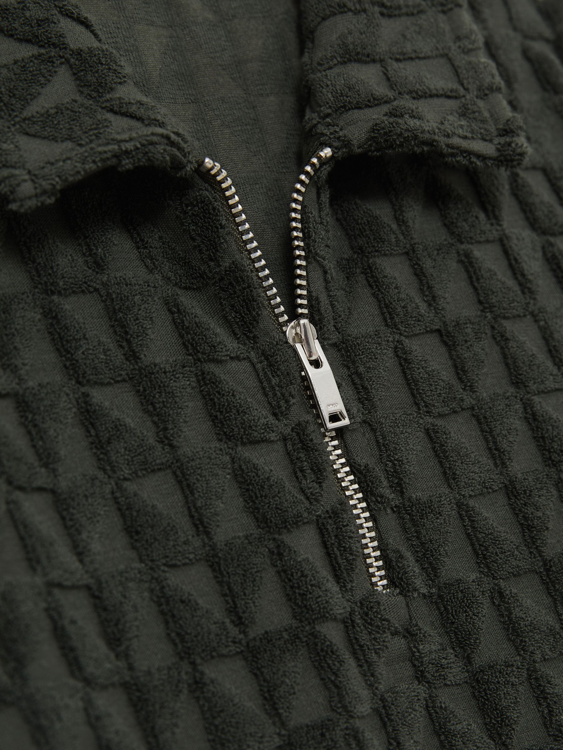 9-13 yrs Textured Towelling Polo Shirt in Dark Sage - Image 4 of 4