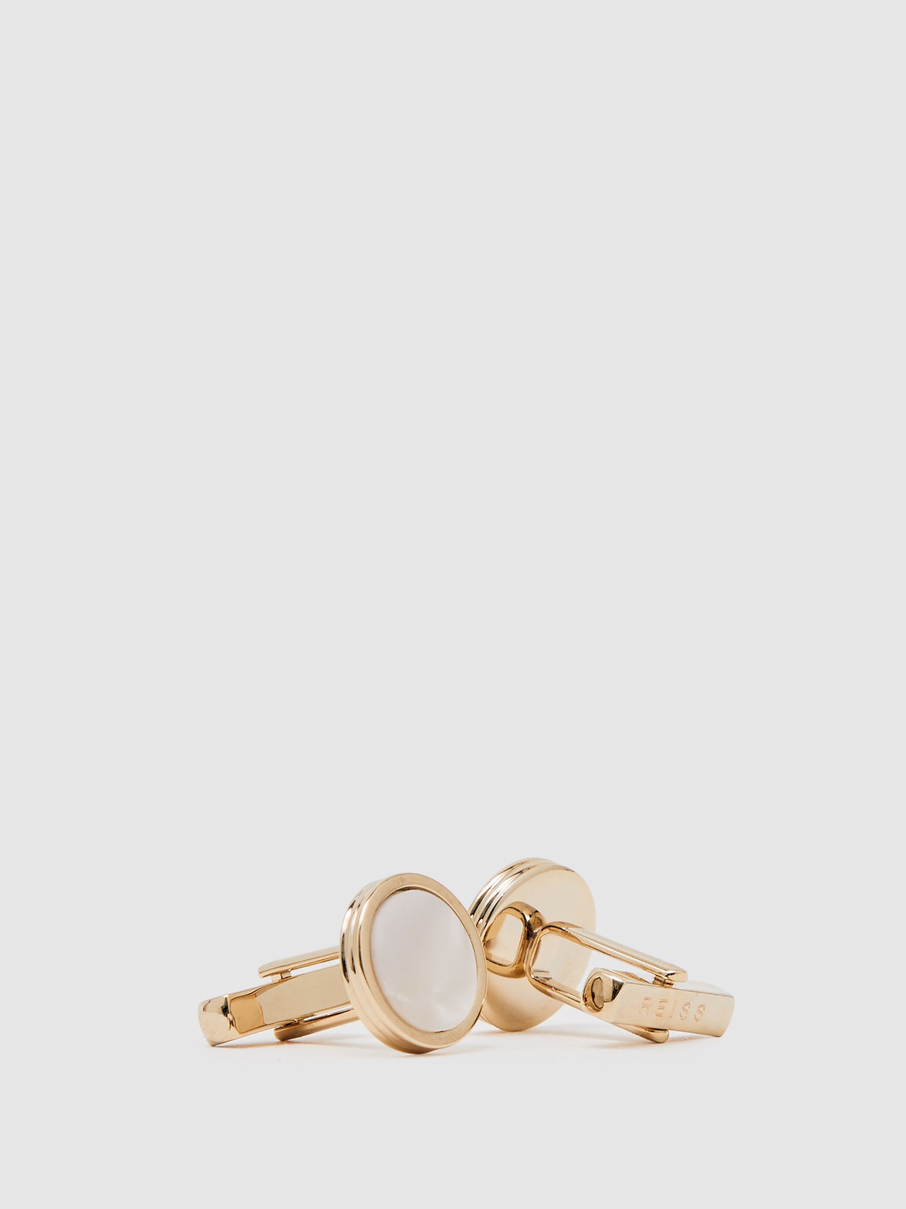 Inlaid Round Cufflinks in Gold Tone - Image 3 of 5