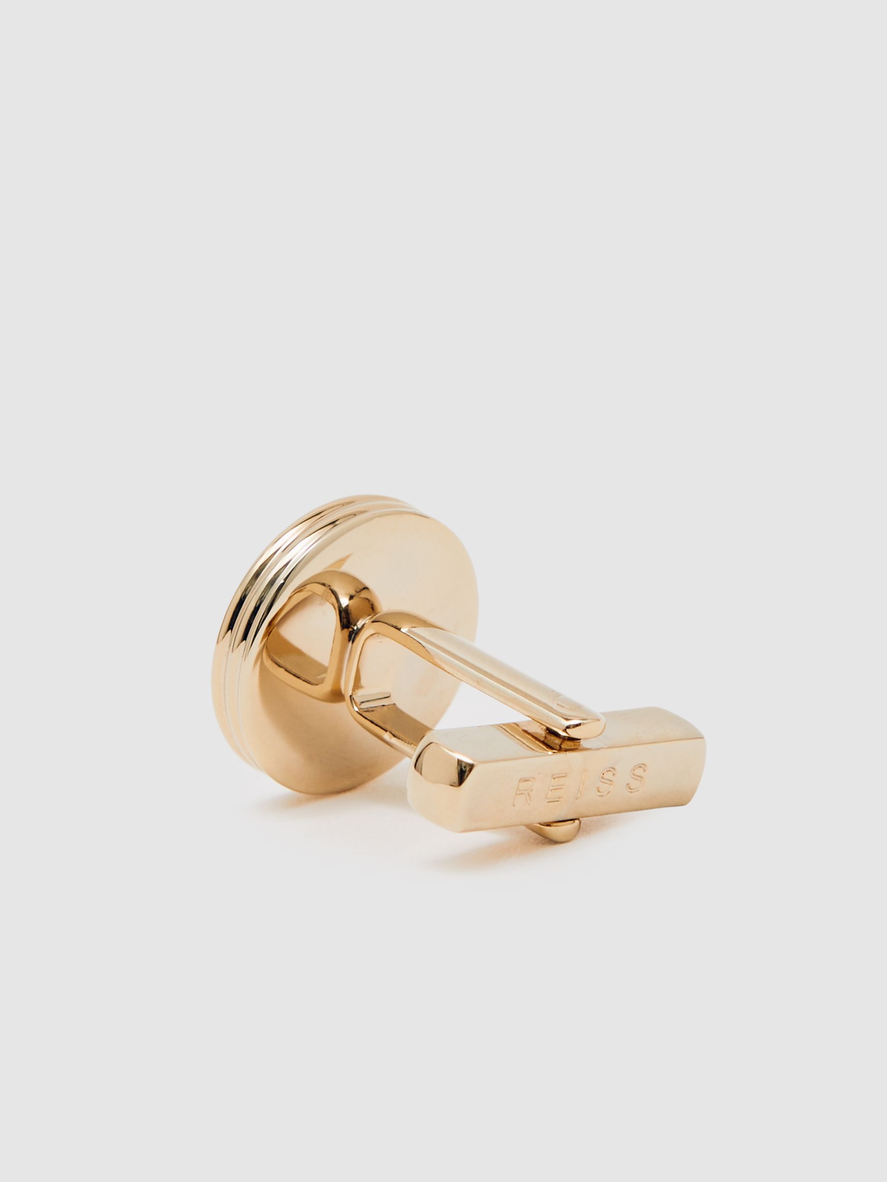 Inlaid Round Cufflinks in Gold Tone - Image 4 of 5