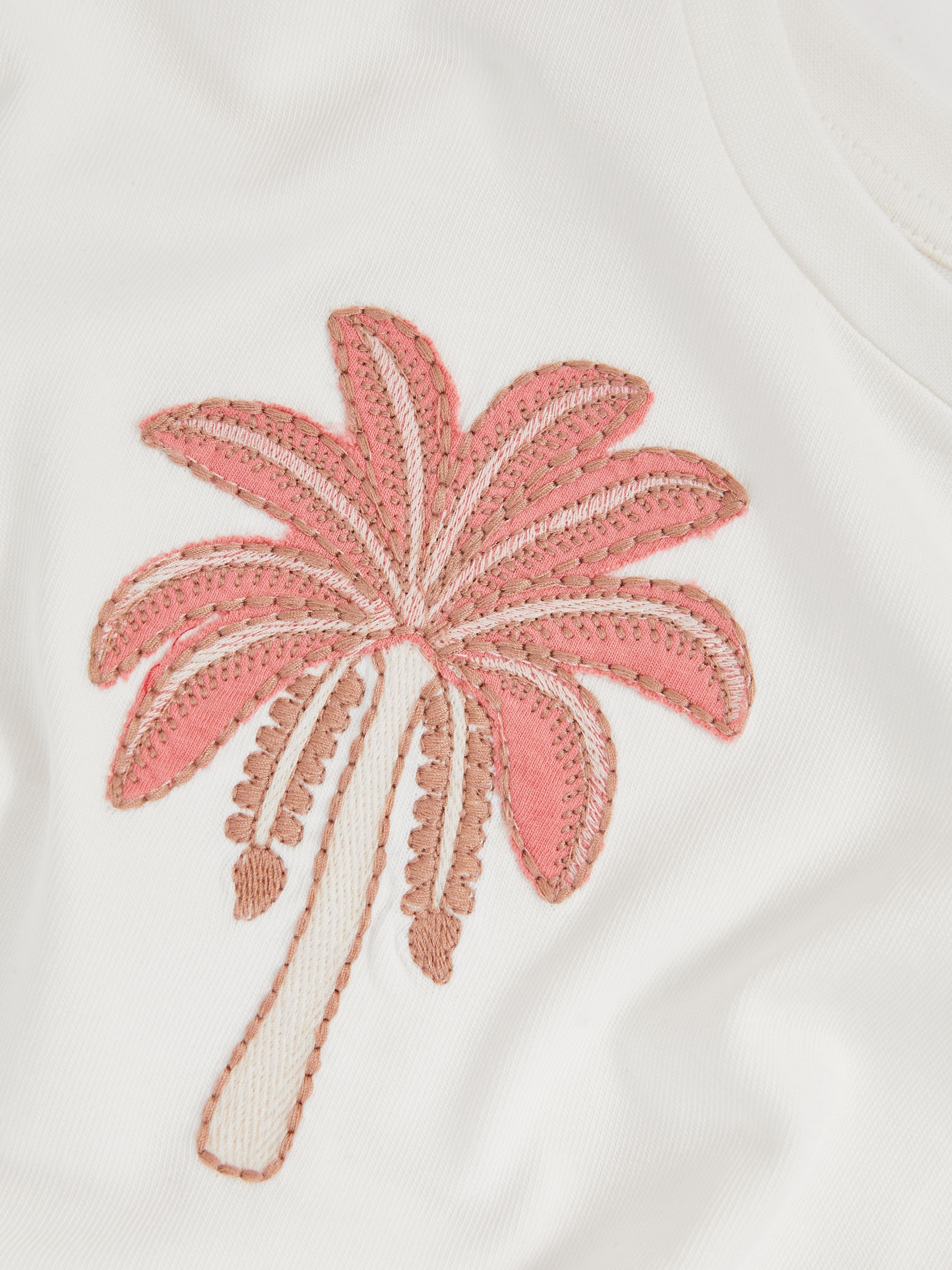 13-14 yrs Cotton Palm Tree Cropped T-Shirt in Ivory - Image 4 of 4