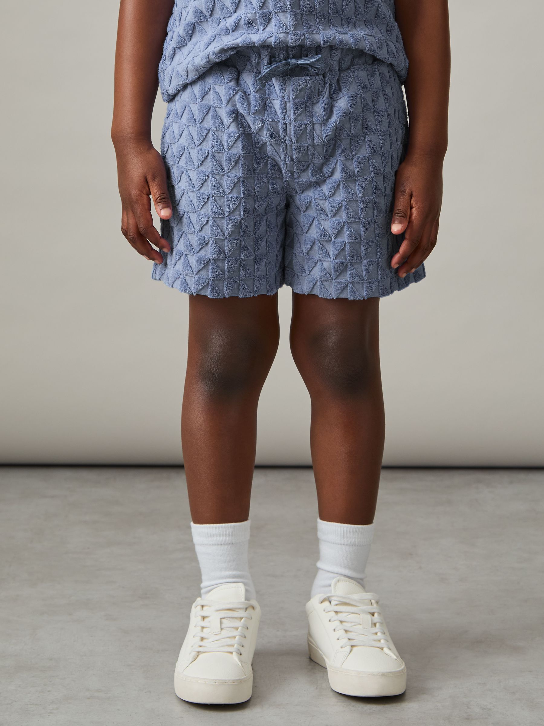 9-13 yrs Textured Towelling Shorts in Airforce Blue - Image 1 of 4