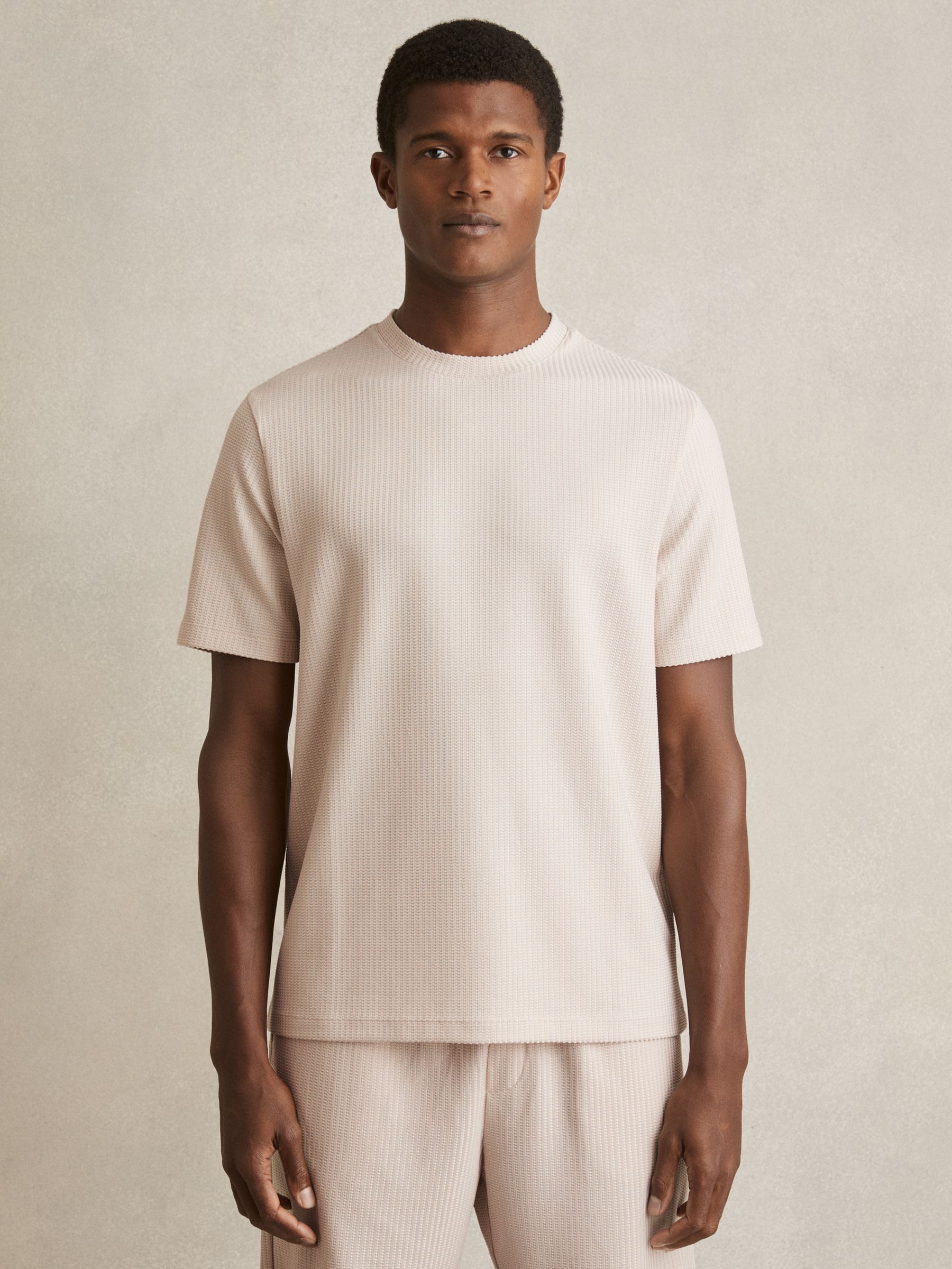 Oversized Textured T-Shirt in Champagne - Image 1 of 6