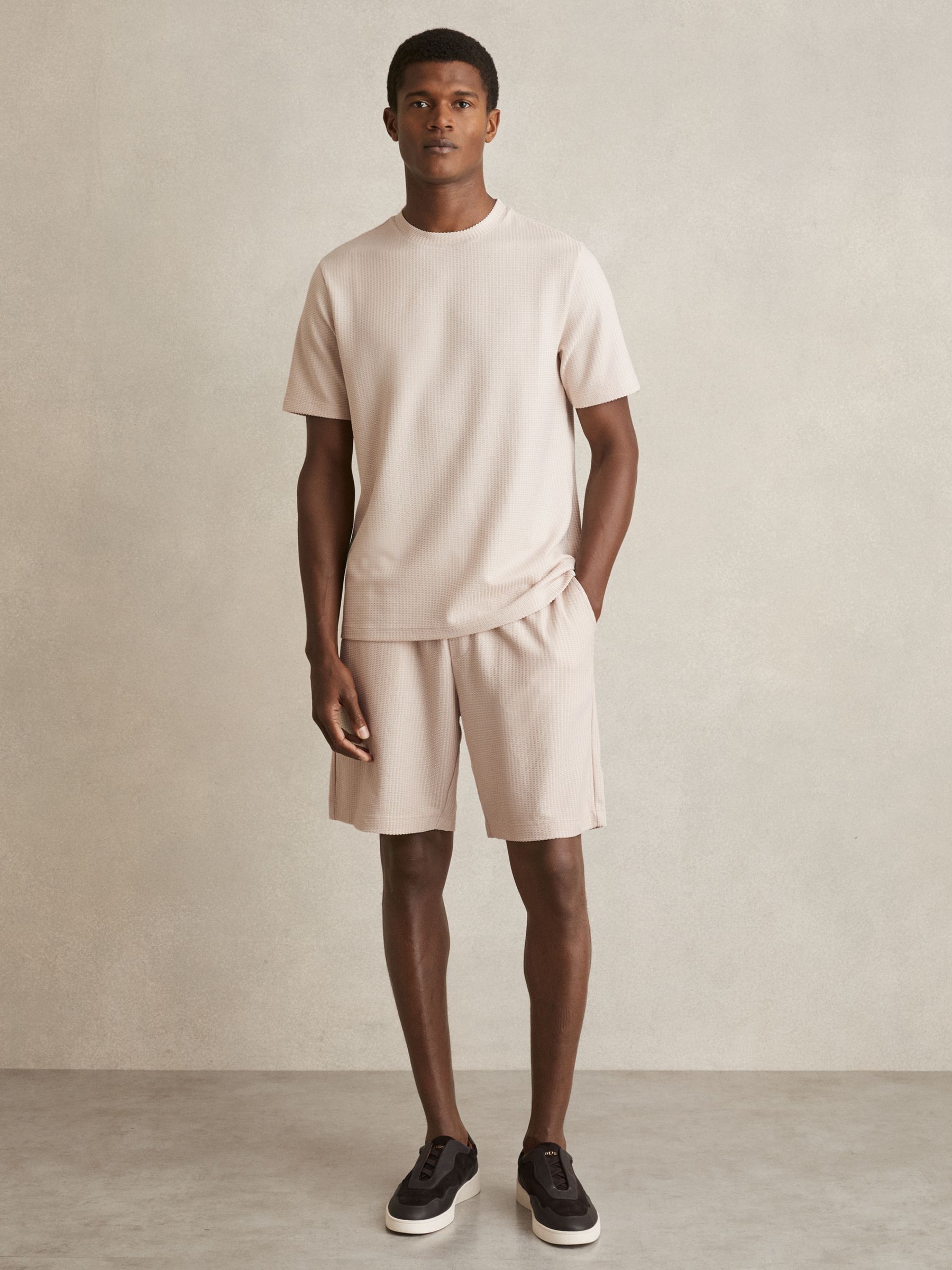 Oversized Textured T-Shirt in Champagne - Image 3 of 6