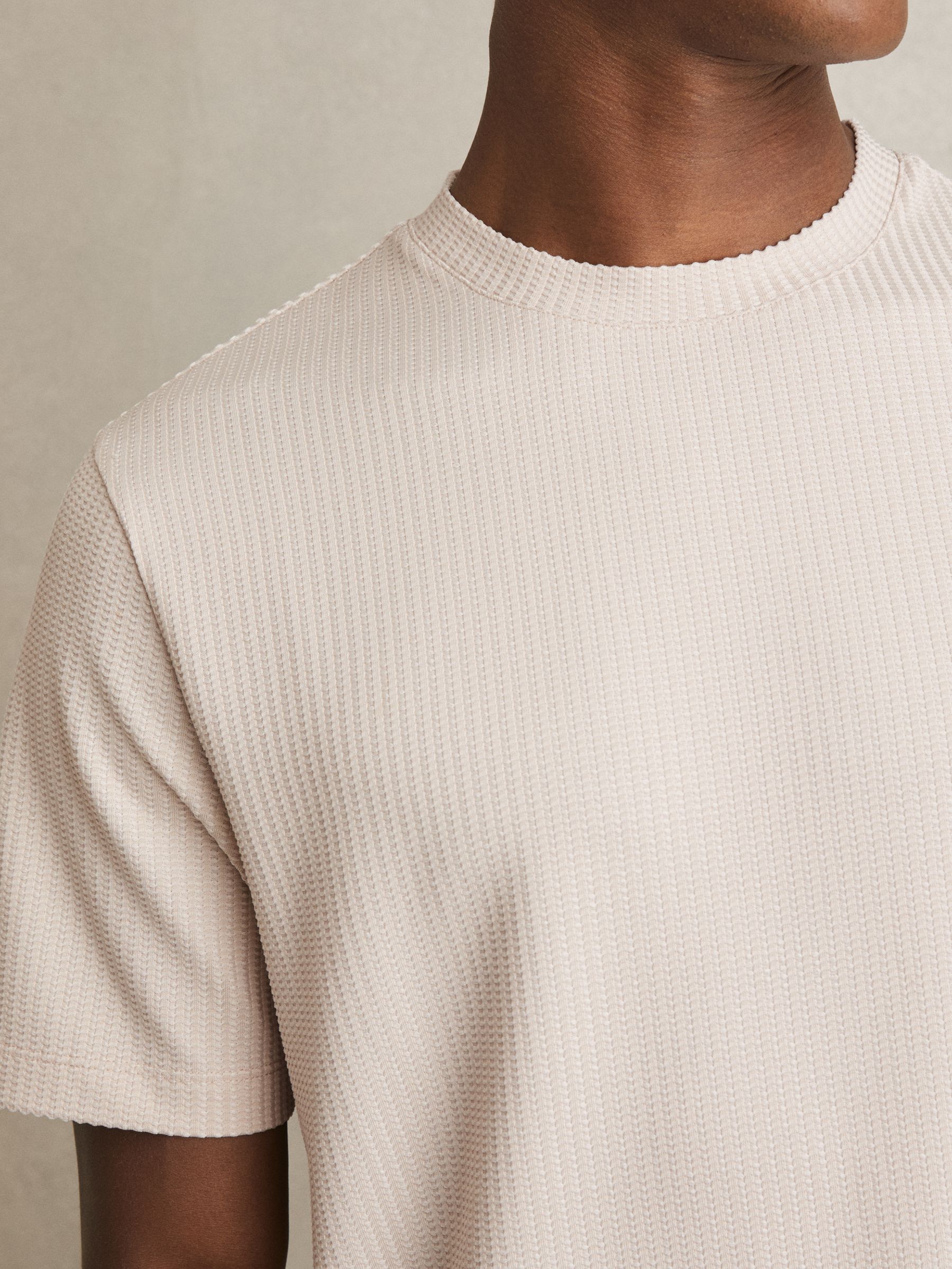 Oversized Textured T-Shirt in Champagne - Image 4 of 6