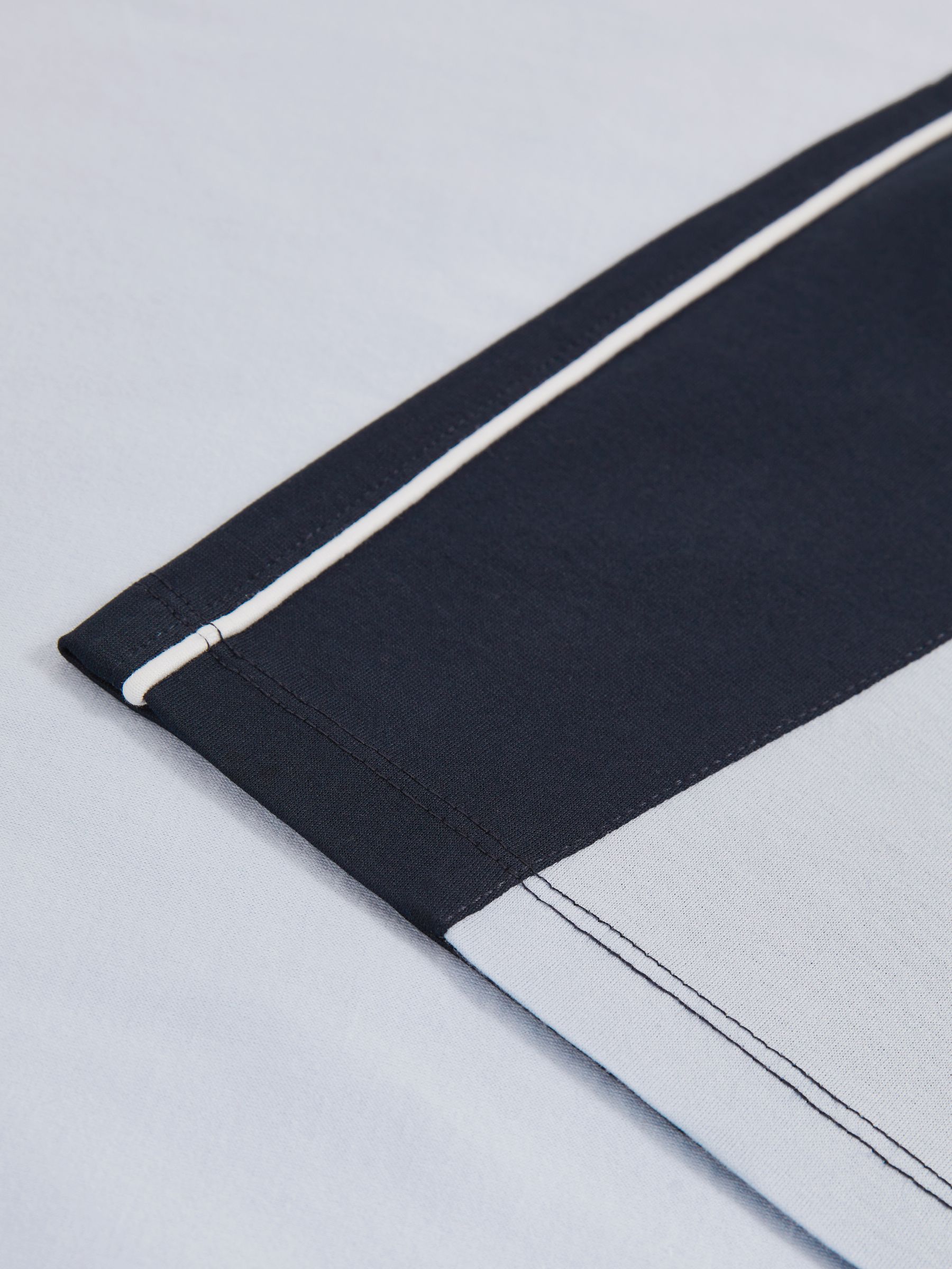 Mercerised-Cotton Colour-Block T-Shirt in Soft Blue/Navy - Image 6 of 6