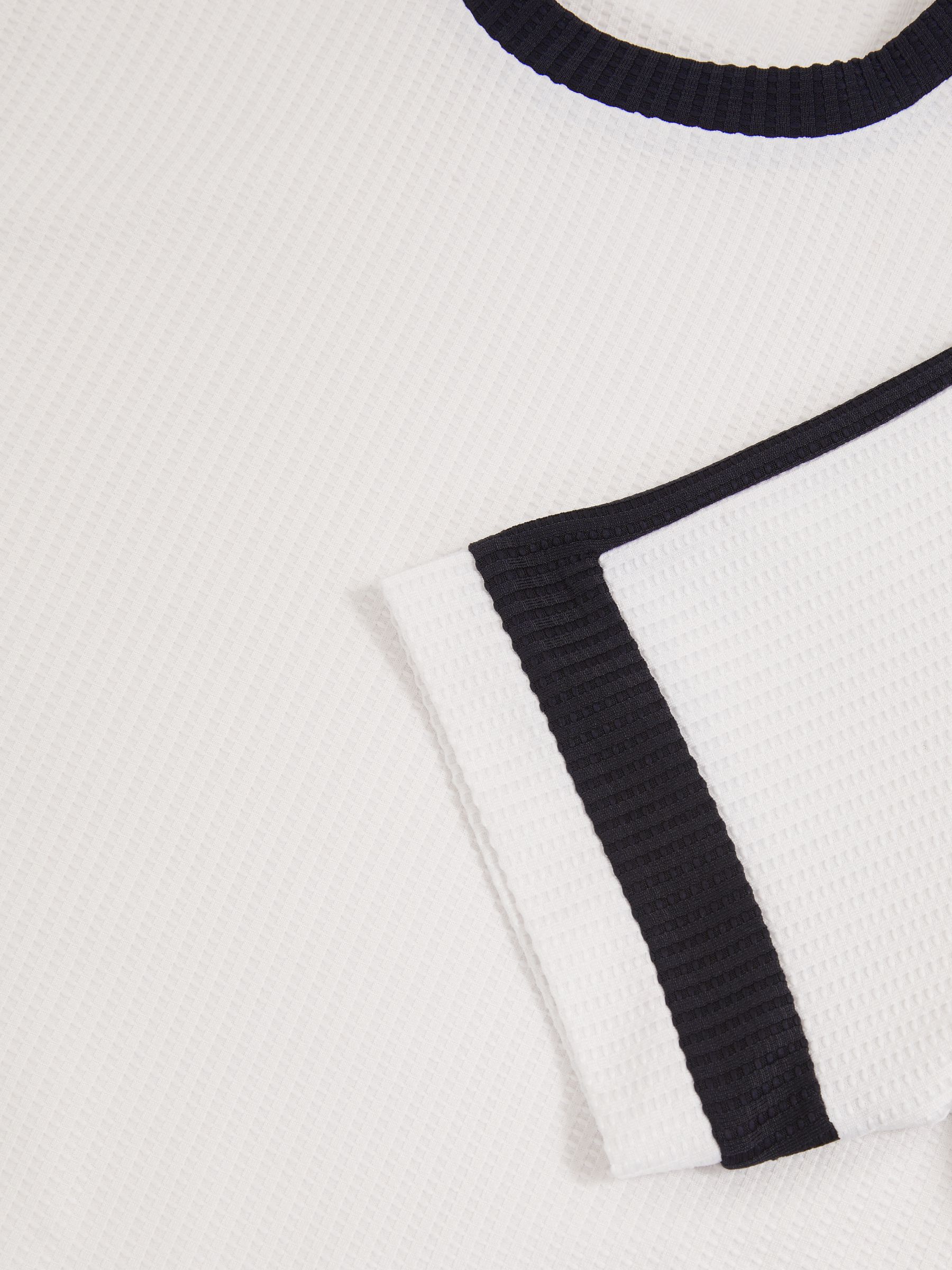 Oversized Textured T-Shirt in White/Navy - Image 6 of 6