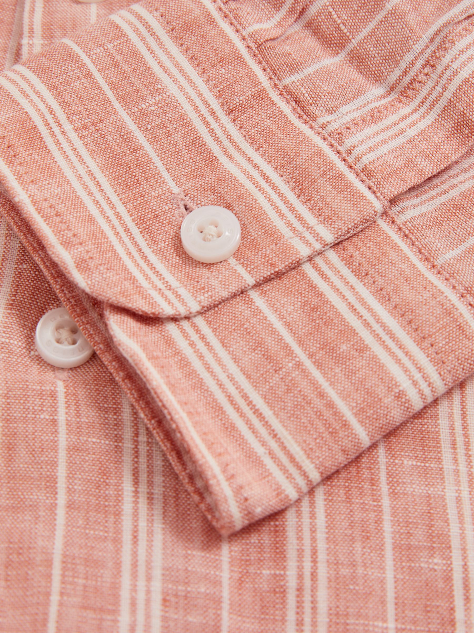 Linen Striped Long Sleeve Shirt in Pink Rose/White Bengal Stripe - Image 8 of 8