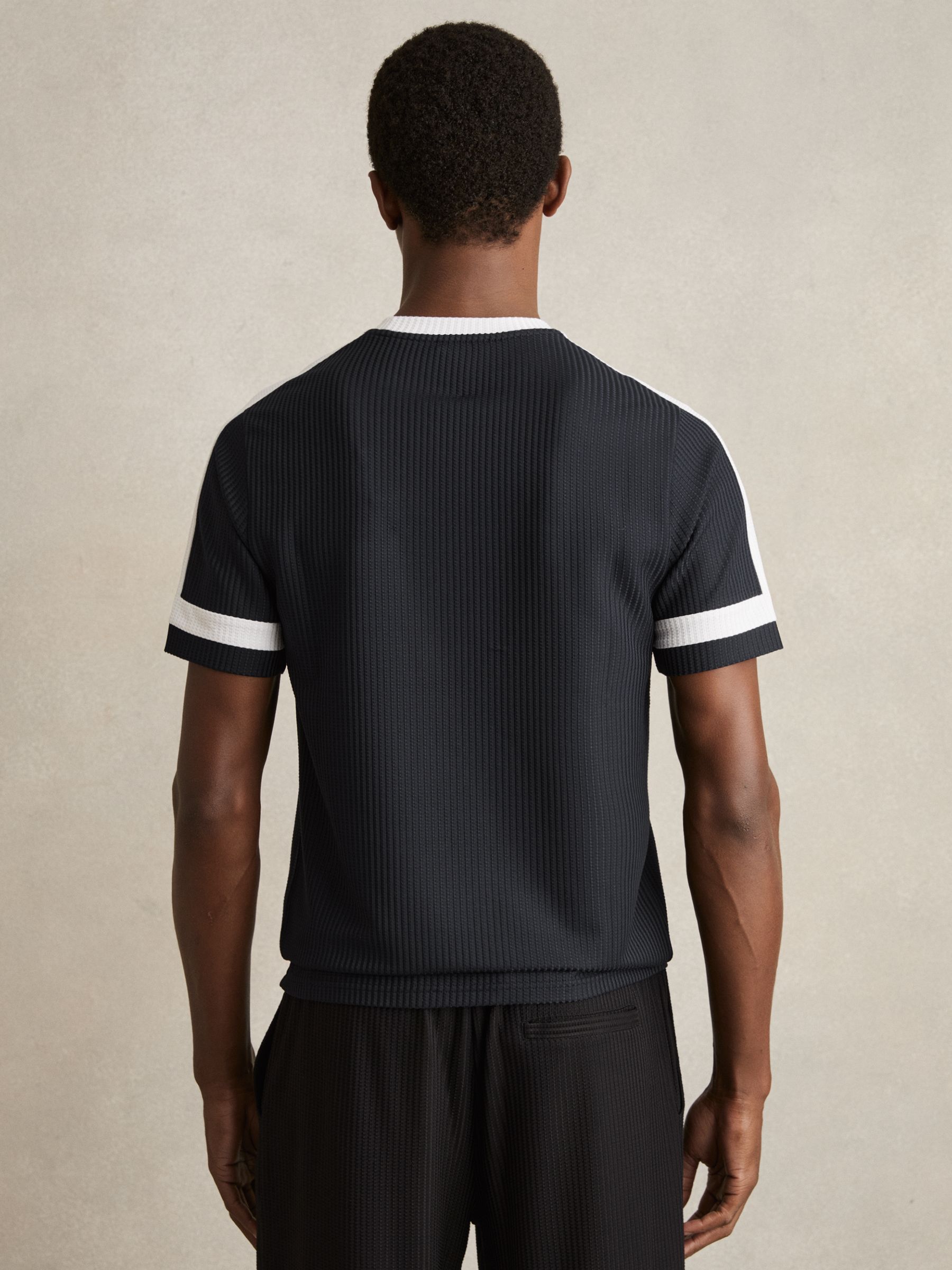 Oversized Textured T-Shirt in Navy/White - Image 5 of 6