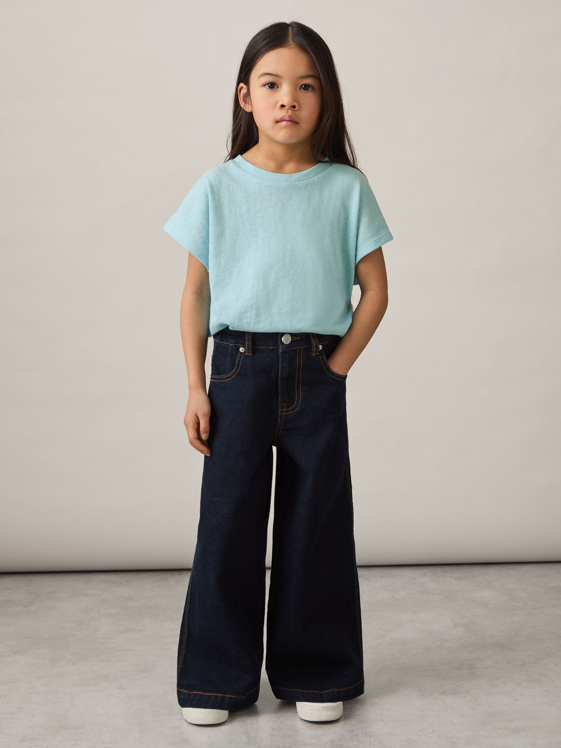 Oversized Cotton-Blend T-Shirt in Blue - Image 3 of 5