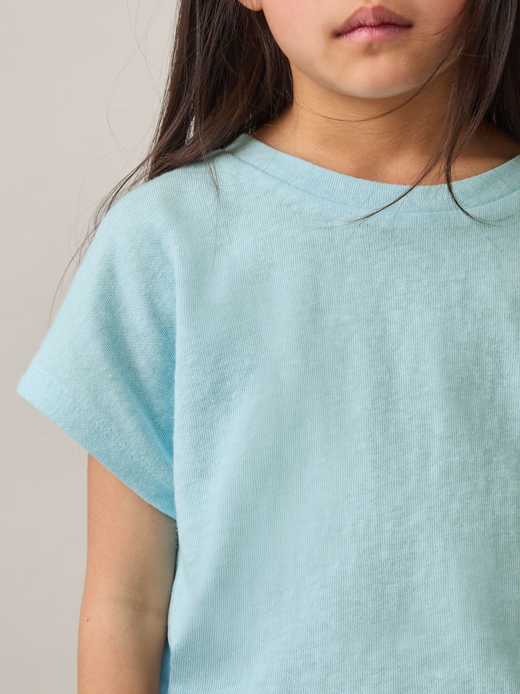 Oversized Cotton-Blend T-Shirt in Blue - Image 4 of 5