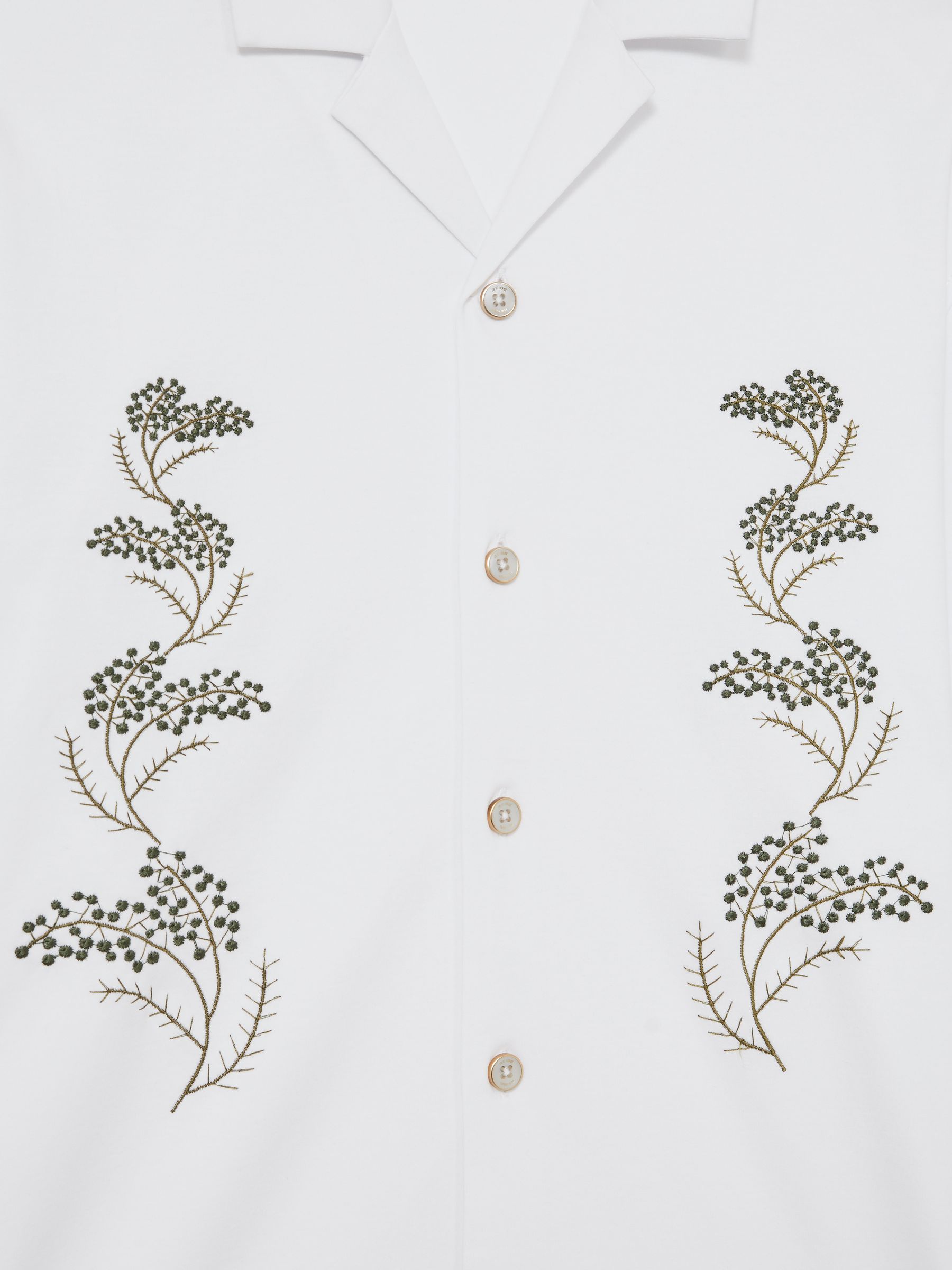 Cotton Floral Embroidered Shirt in White - Image 6 of 6