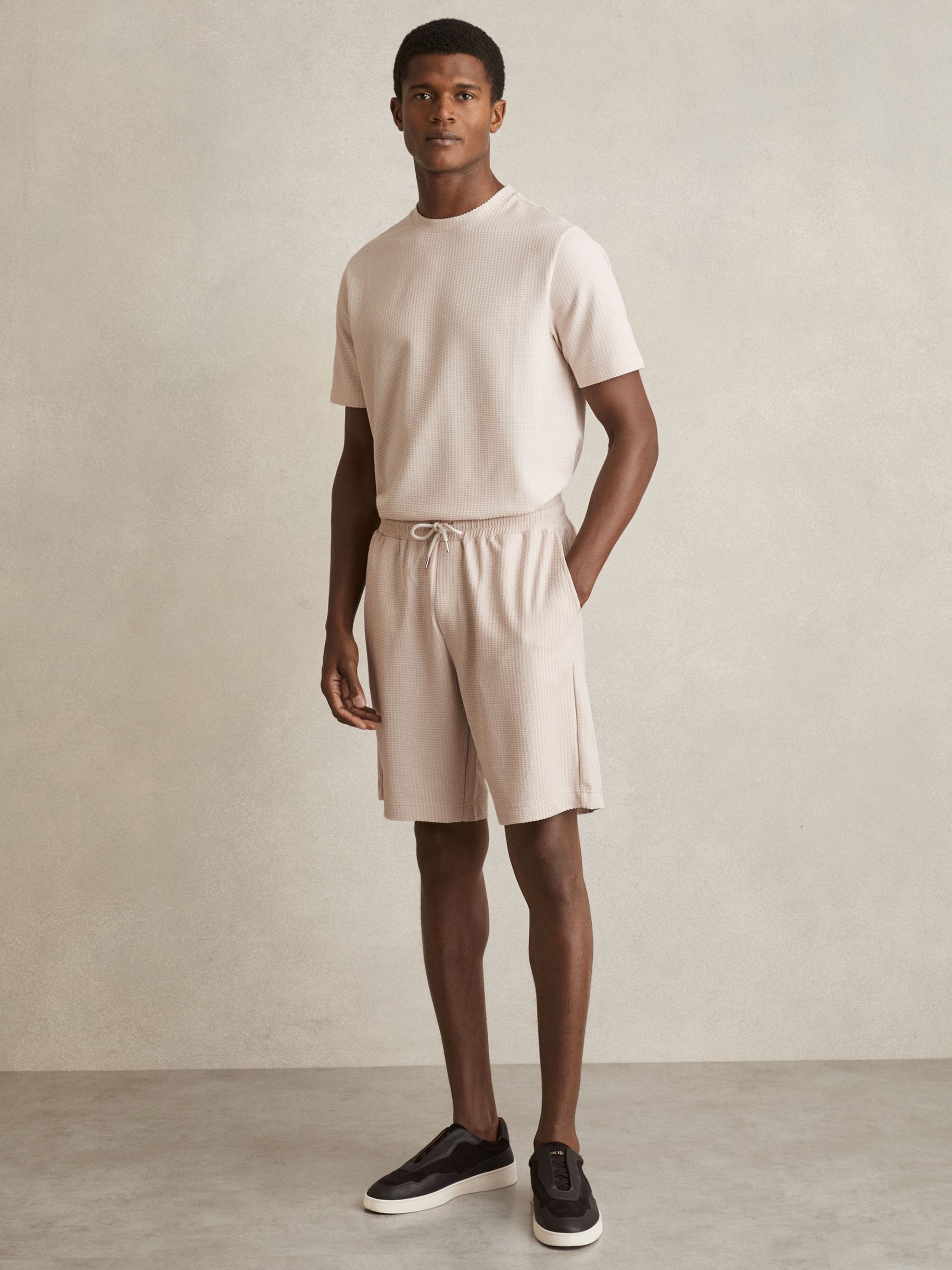 Textured-Knit Shorts in Champagne - Image 1 of 5