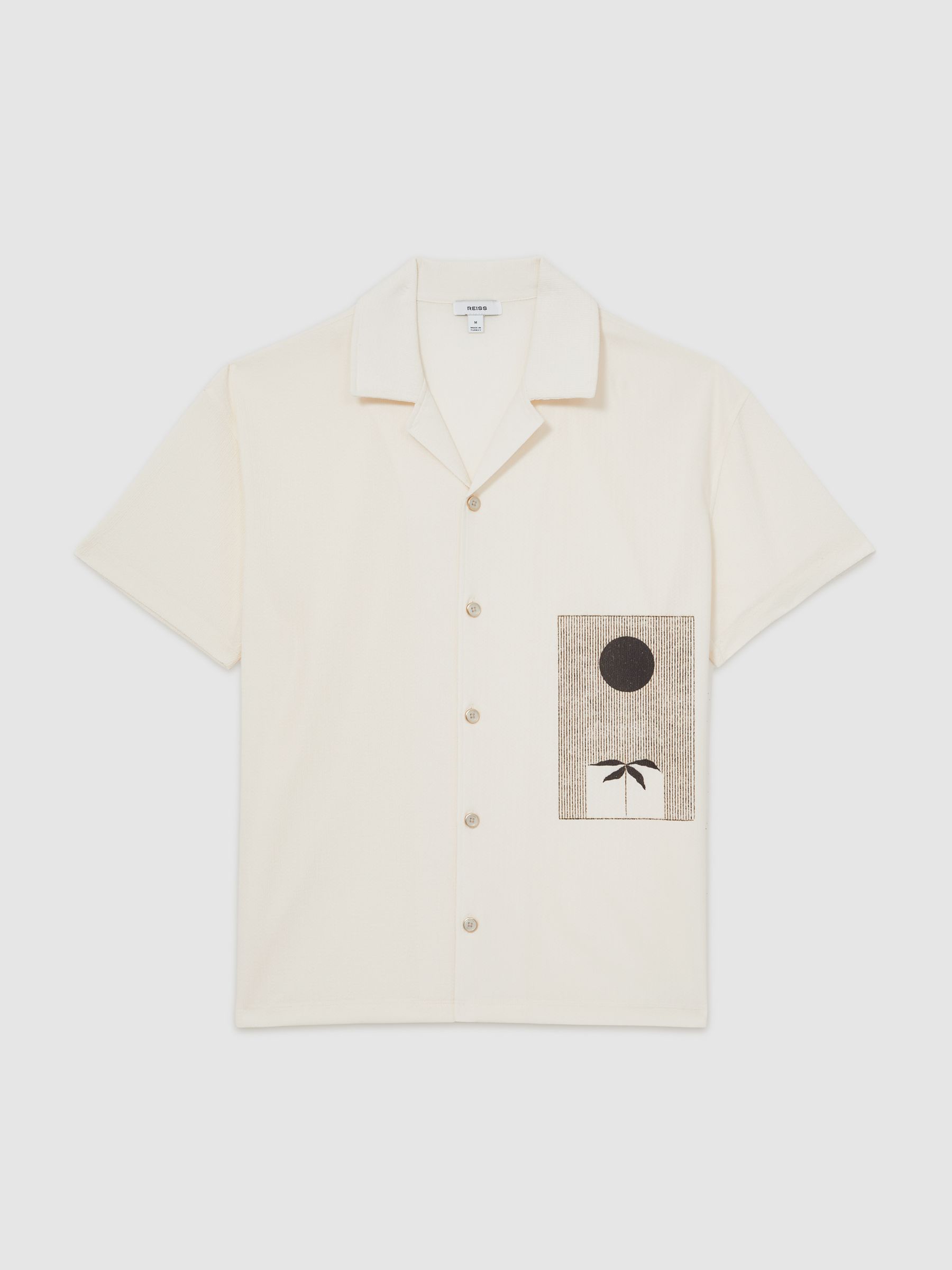 Graphic Print Cuban-Collar Shirt in White - Image 2 of 6