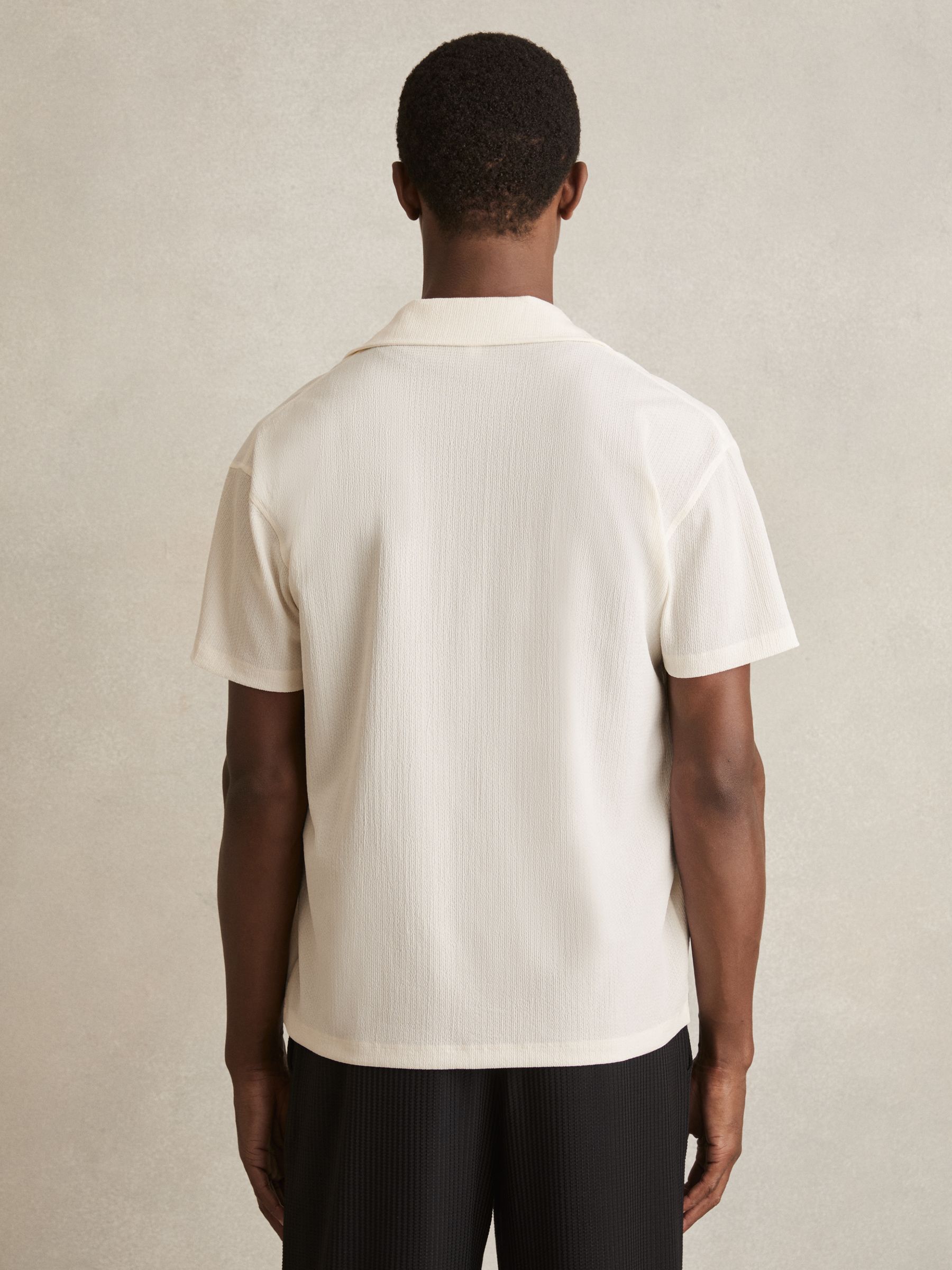 Graphic Print Cuban-Collar Shirt in White - Image 5 of 6