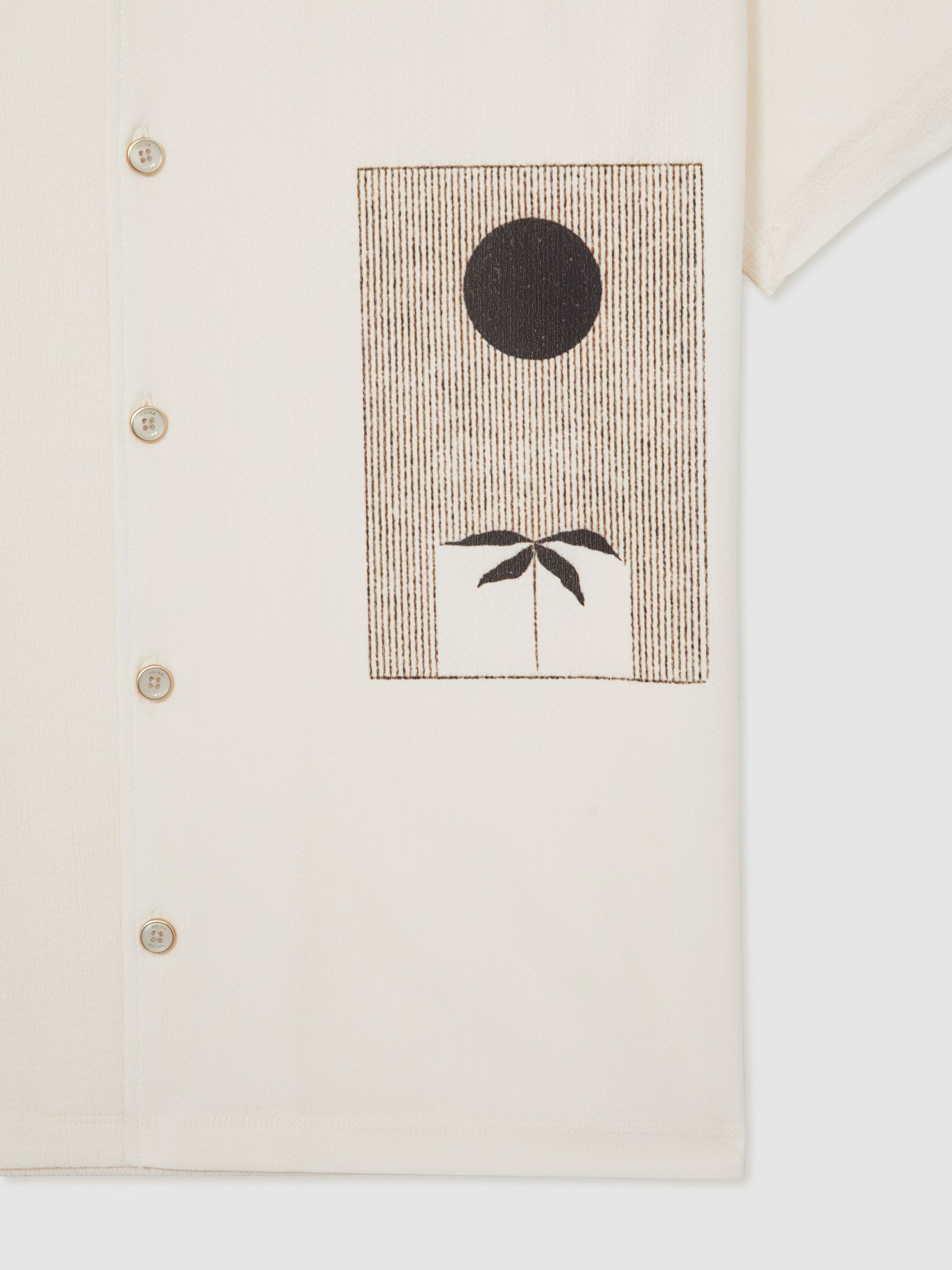 Graphic Print Cuban-Collar Shirt in White - Image 6 of 6