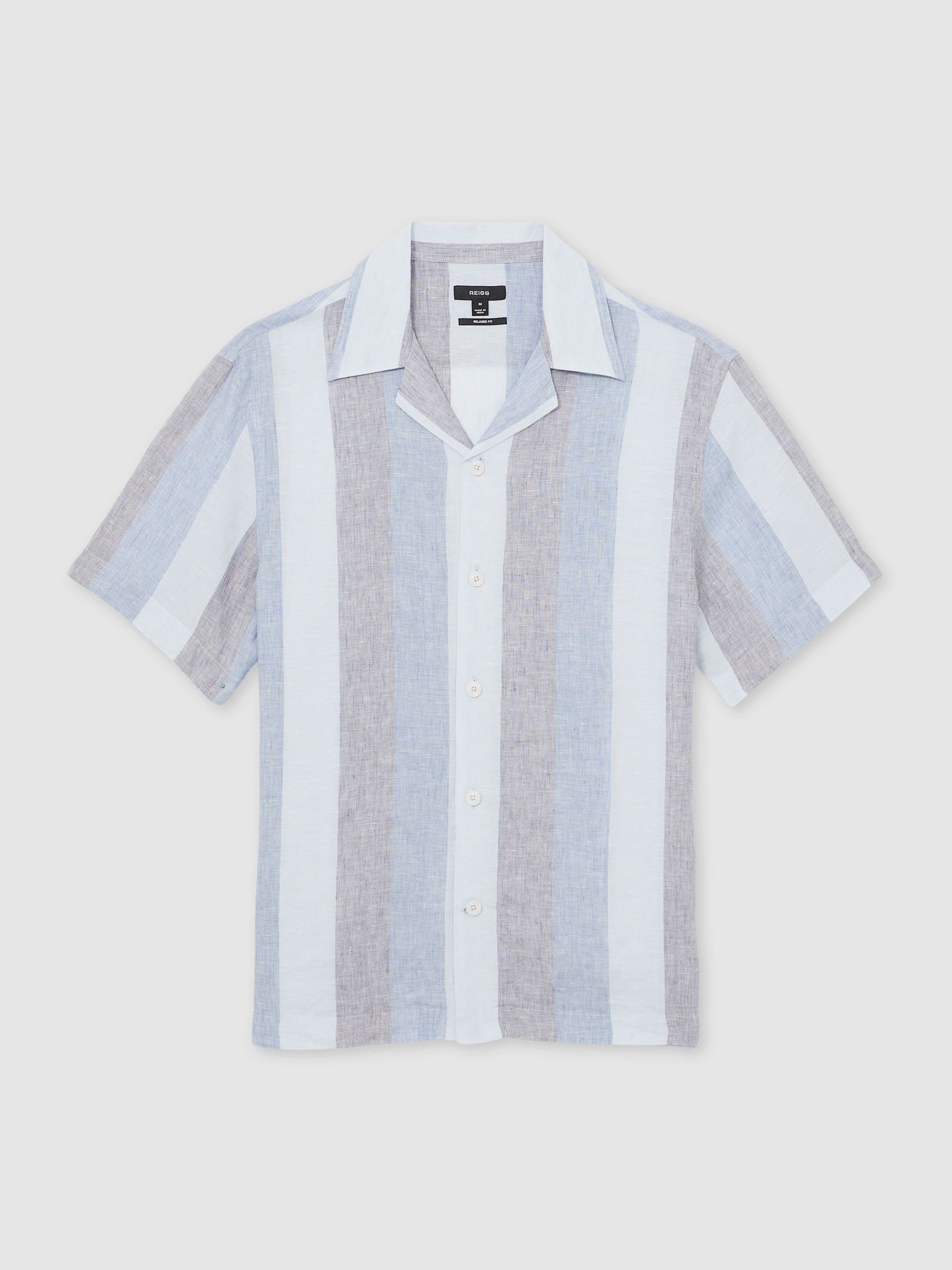 Stripe Cuban Collar Shirt in Wide Stripe Blue Multi - Image 2 of 6