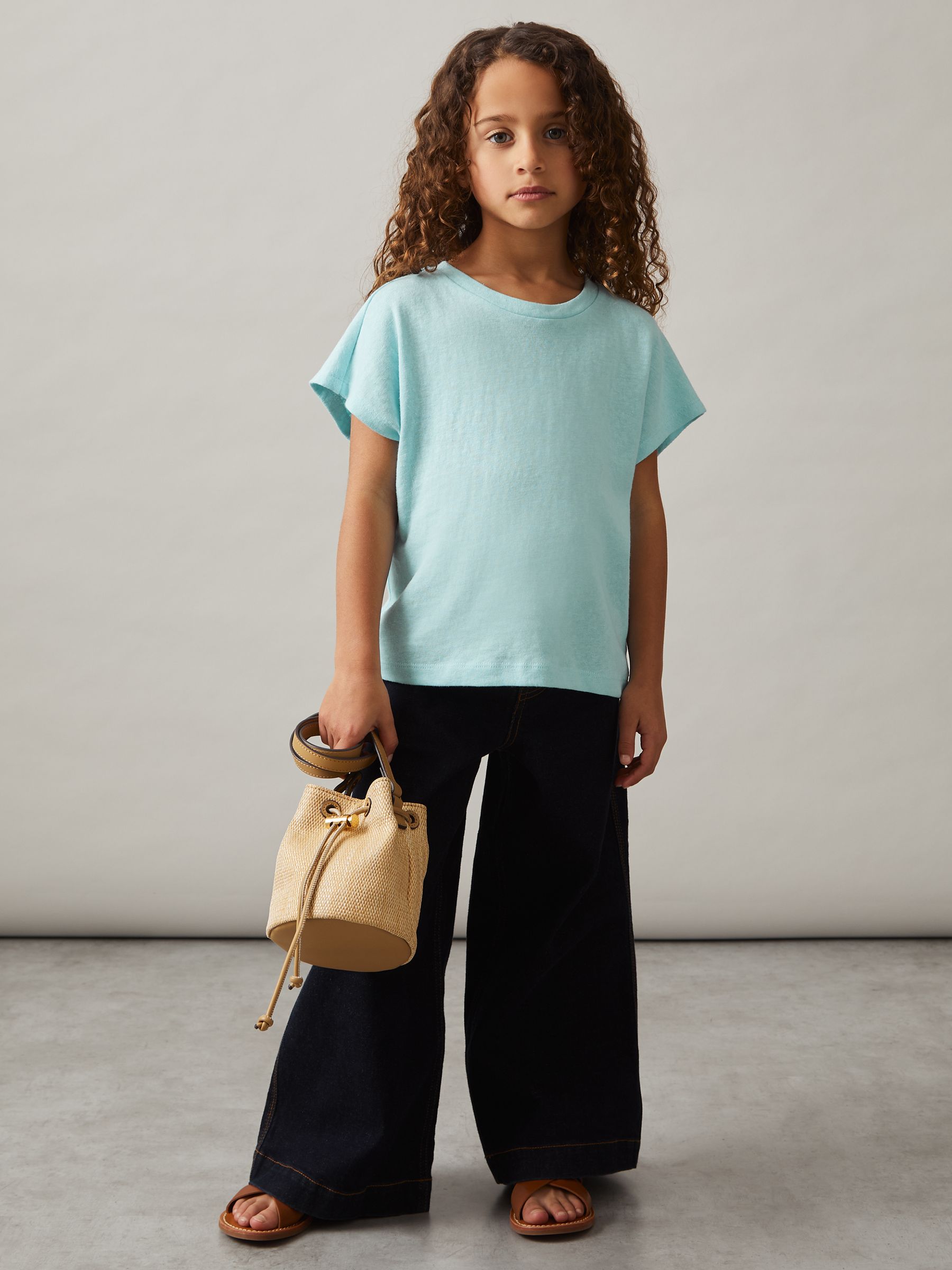 4-9 yrs Oversized Cotton-Blend T-Shirt in Blue - Image 1 of 5