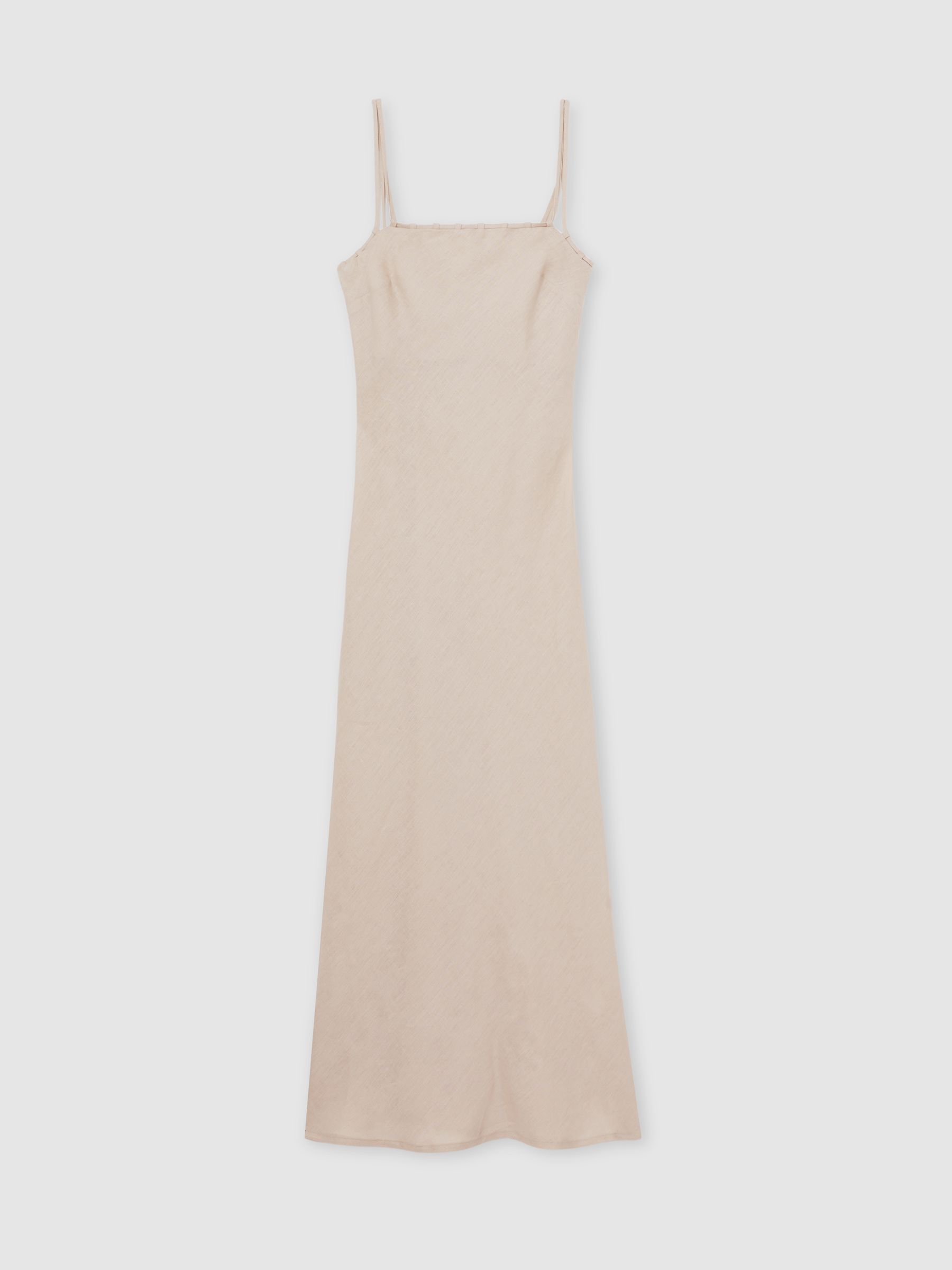 Linen Double-Strap Slip Dress in Neutral - Image 2 of 6