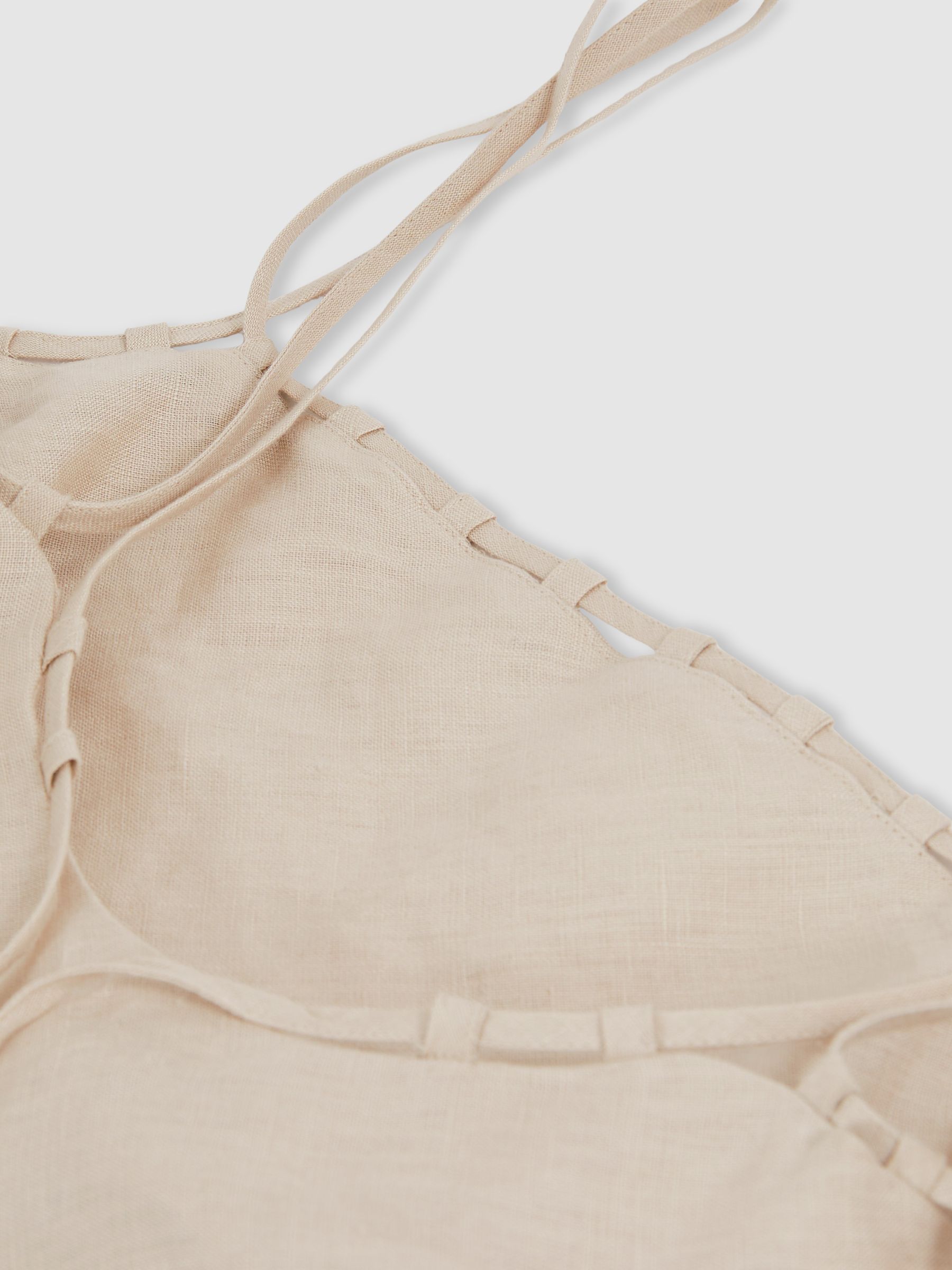 Linen Double-Strap Slip Dress in Neutral - Image 6 of 6