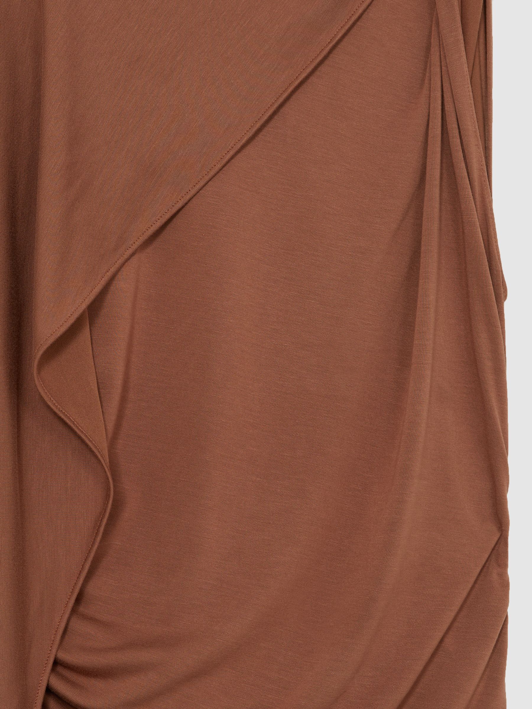 Cape Sleeve Jersey Dress in Brown - Image 7 of 8