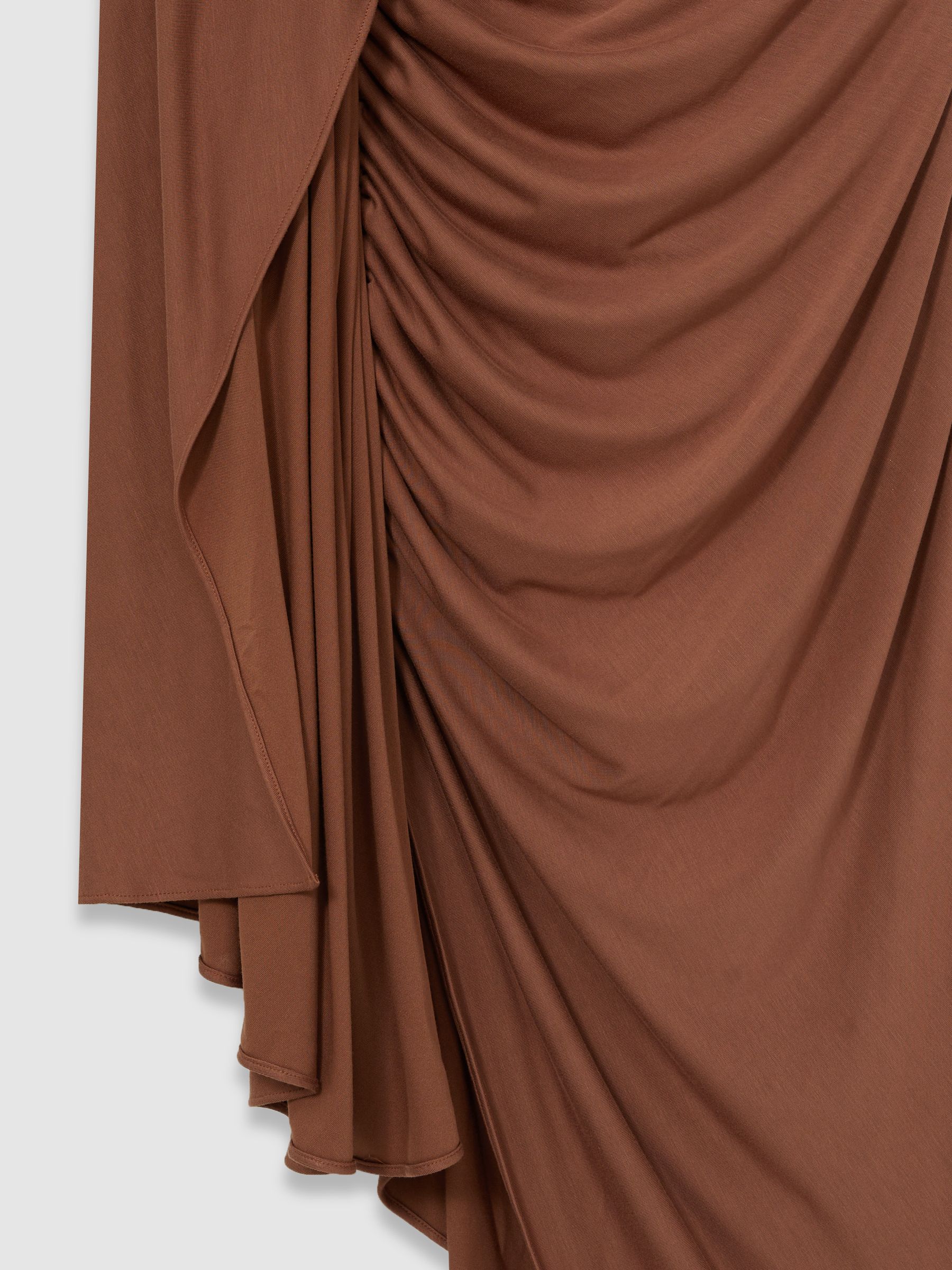 Cape Sleeve Jersey Dress in Brown - Image 8 of 8