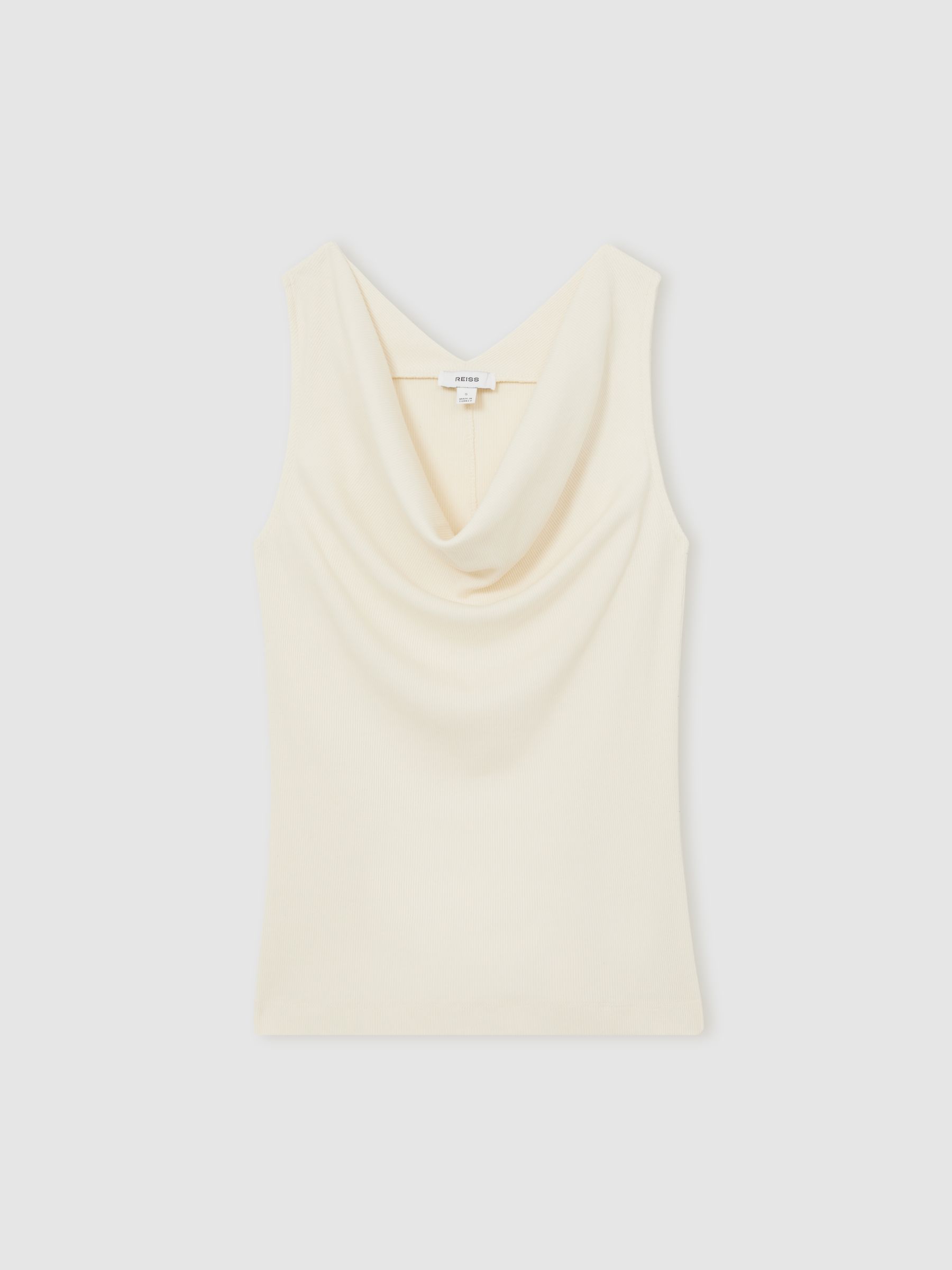 Ribbed Cowl-Neck Vest in Ivory - Image 2 of 6