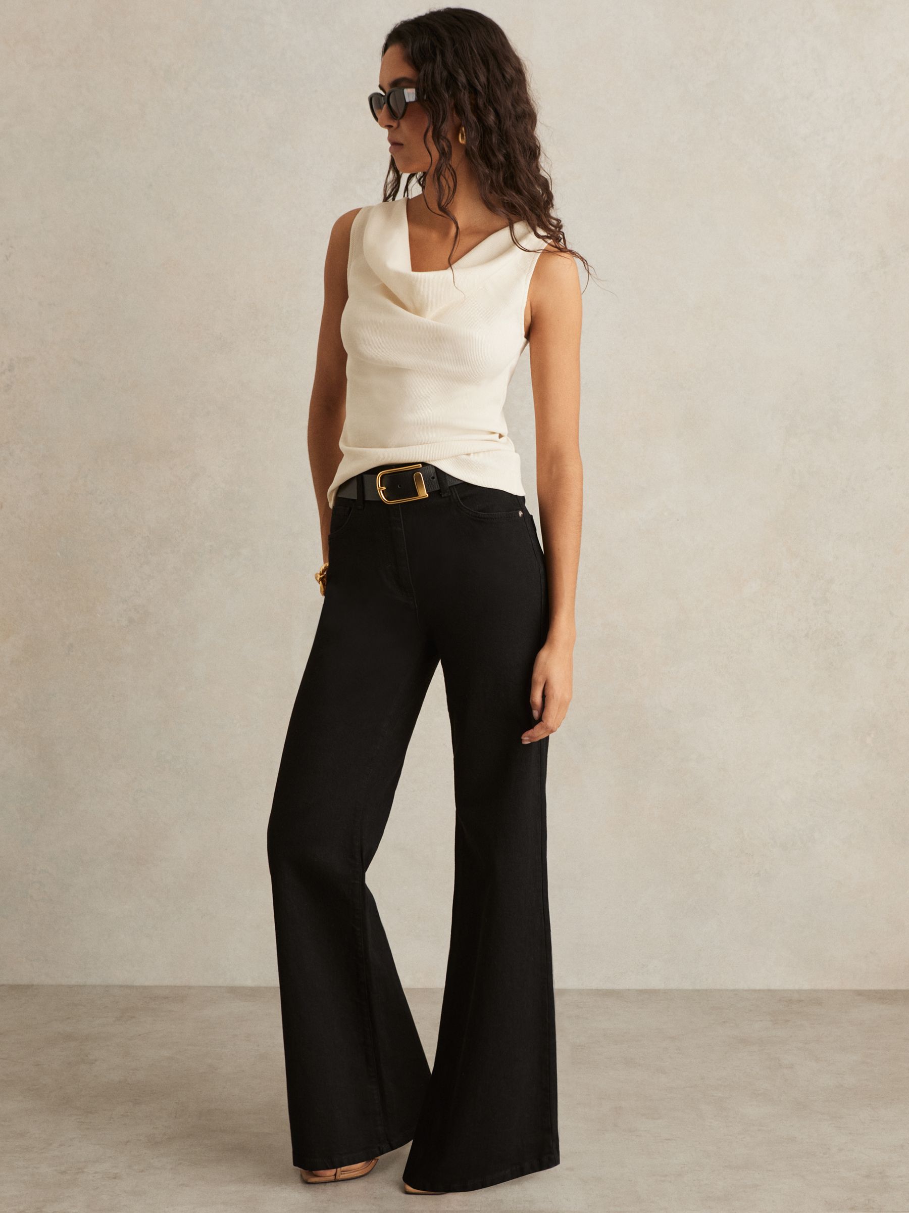 Ribbed Cowl-Neck Vest in Ivory - Image 3 of 6