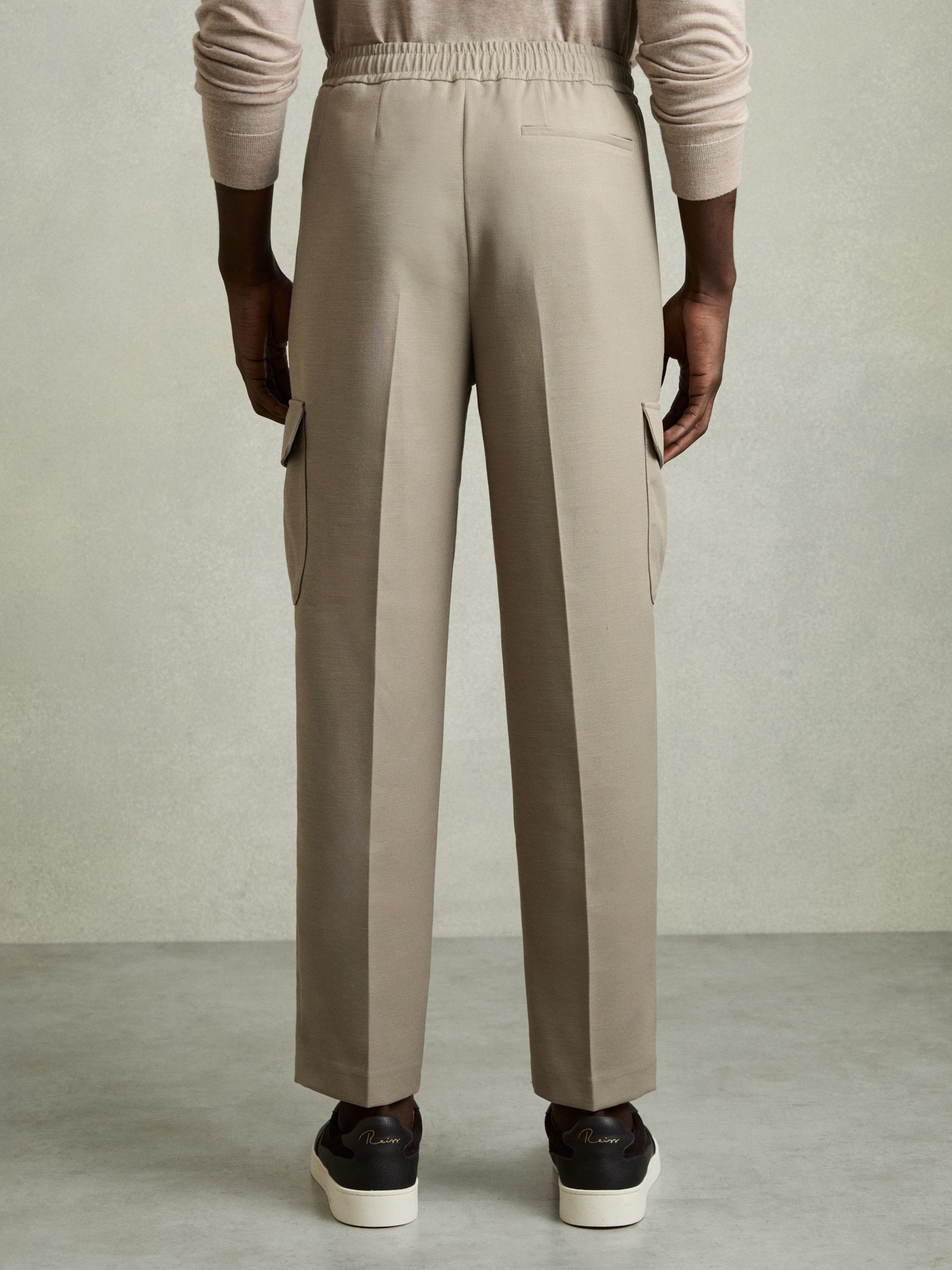 Relaxed Drawstring Cargo Trousers in Sage Green - image 4