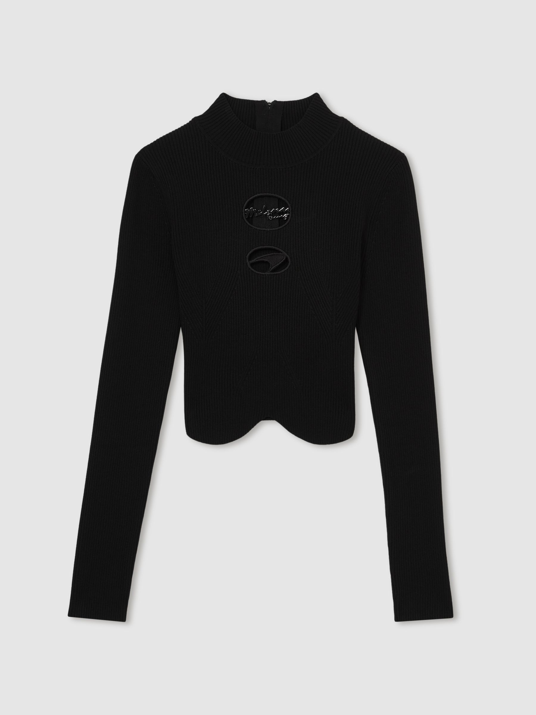 McLaren F1 Team Cut-Out Knit Crop Top in Black - Image 2 of 7