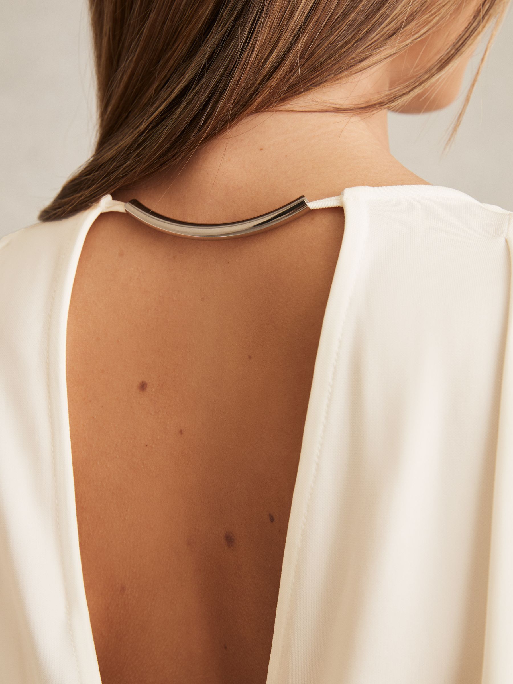 Jersey Draped Bodycon Maxi Dress in Ivory - Image 5 of 6