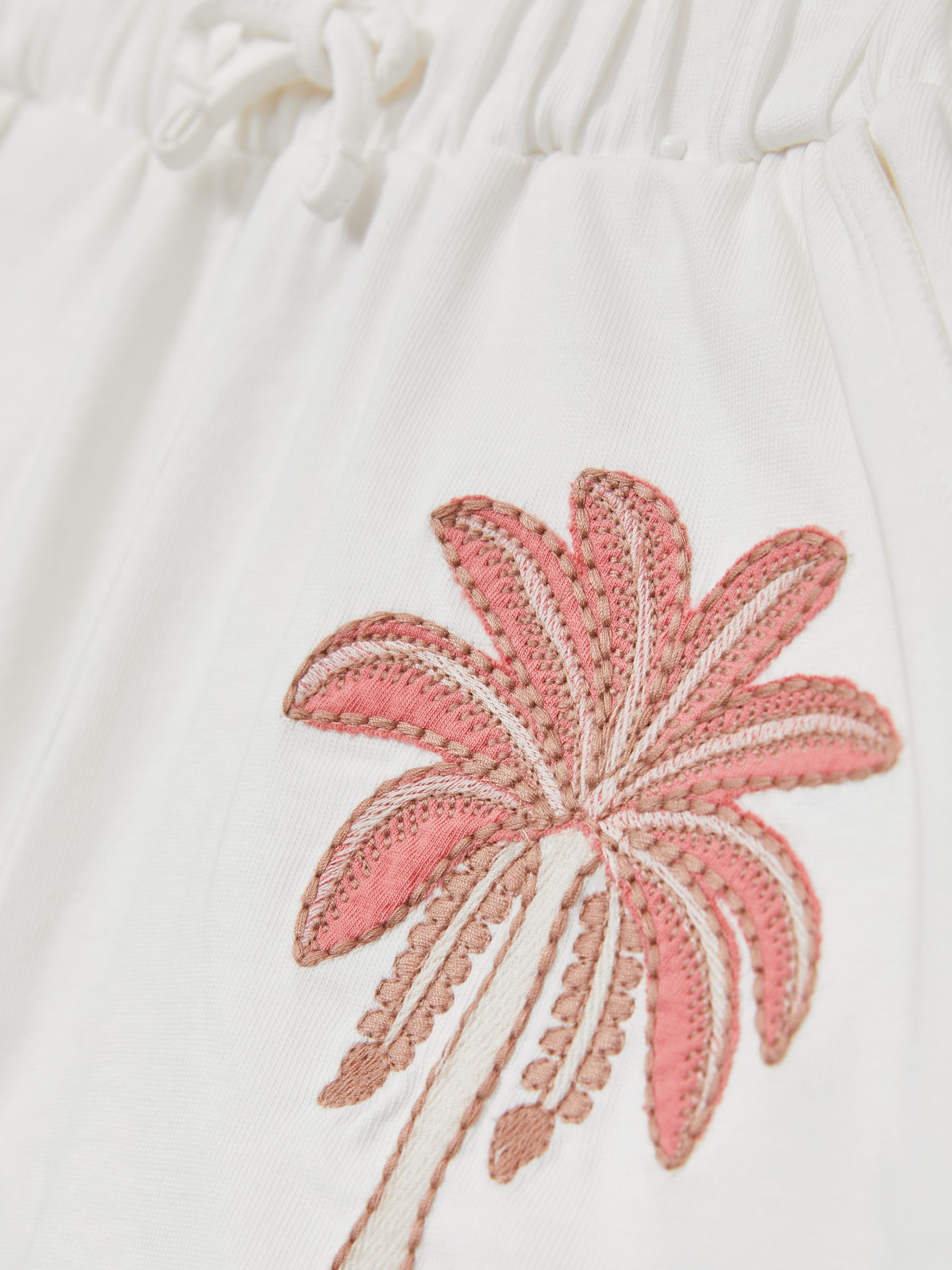 13-14 yrs Cotton Palm Tree Drawstring Shorts in Ivory - Image 4 of 4
