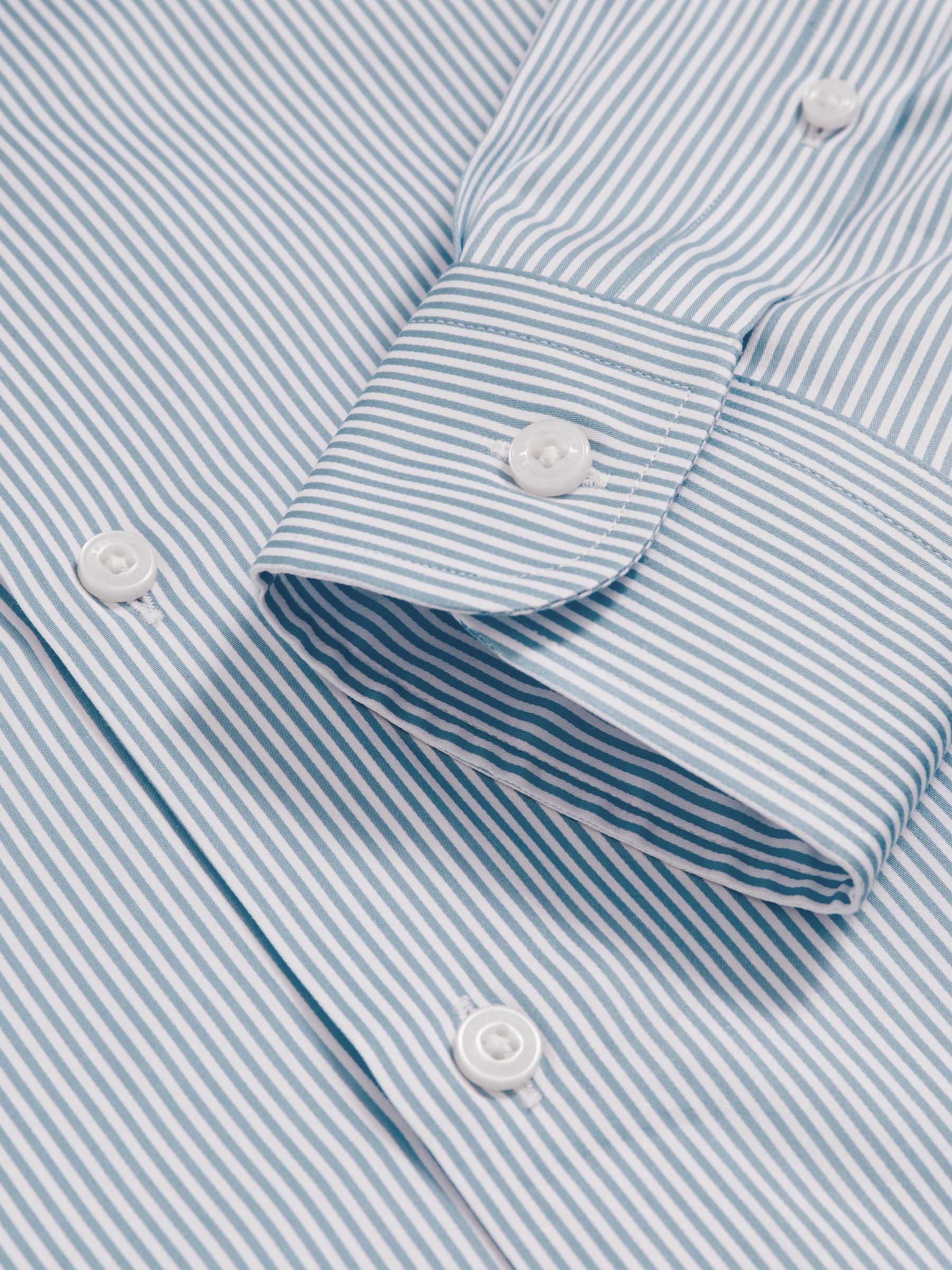 Cotton-Satin Bengal-Stripe Shirt in Blue Stripe - Image 7 of 7