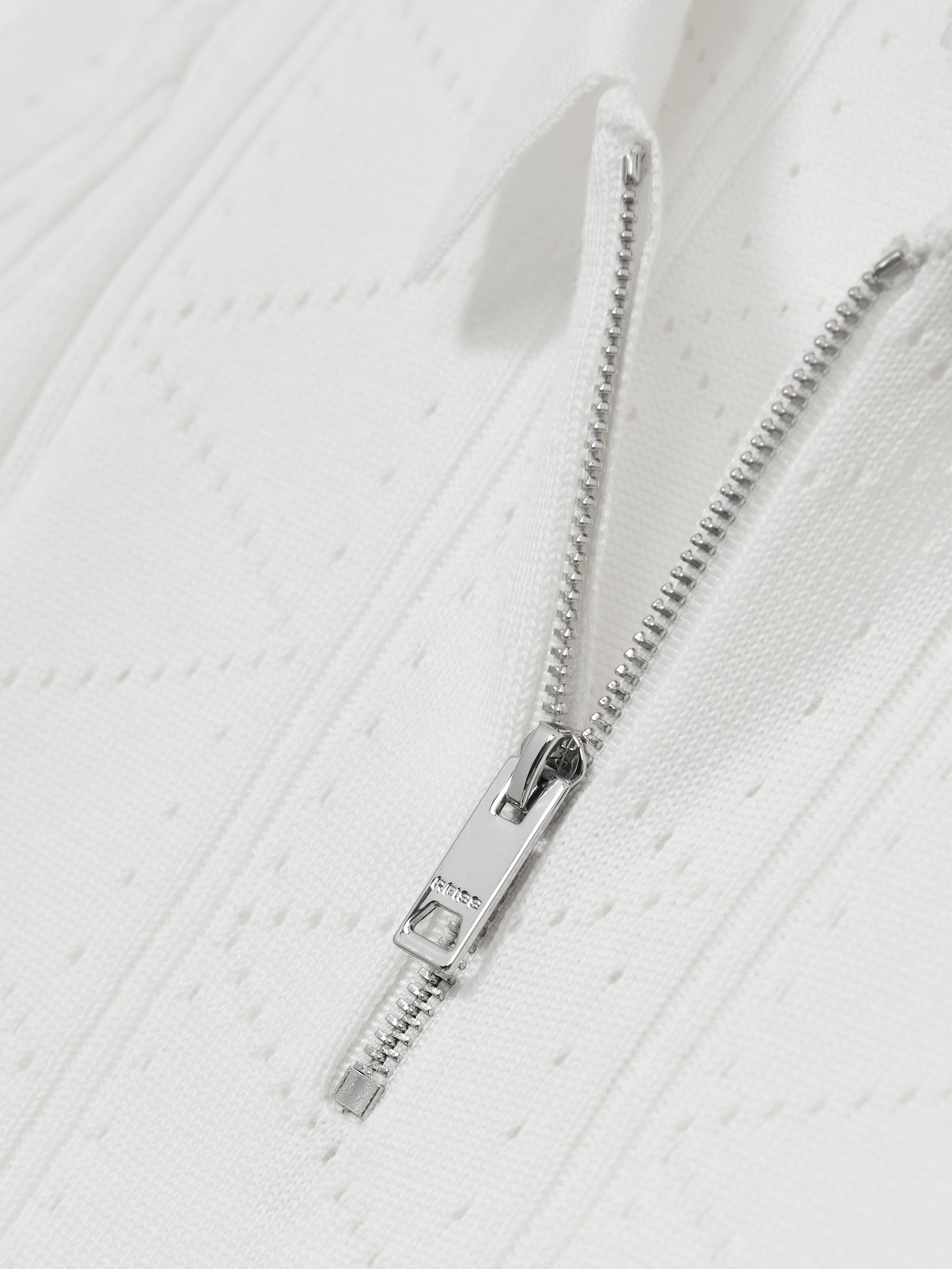 Half-Zip Pointelle Polo Shirt in Off White - Image 4 of 4