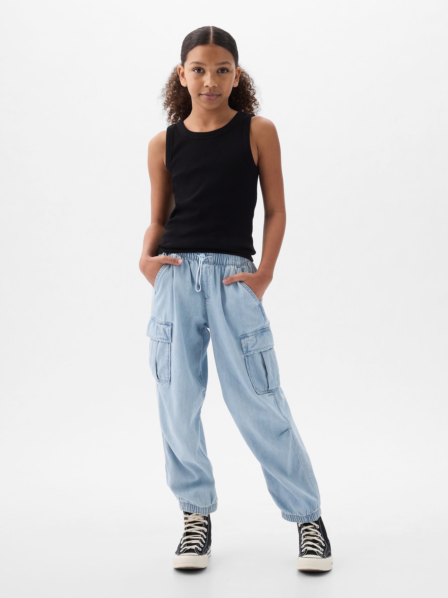 Blue Denim Cargo Parachute Trousers (4-13yrs) - Image 1 of 2