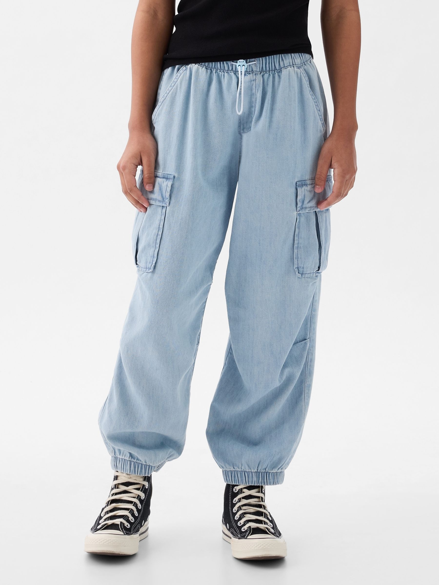 Blue Denim Cargo Parachute Trousers (4-13yrs) - Image 2 of 2
