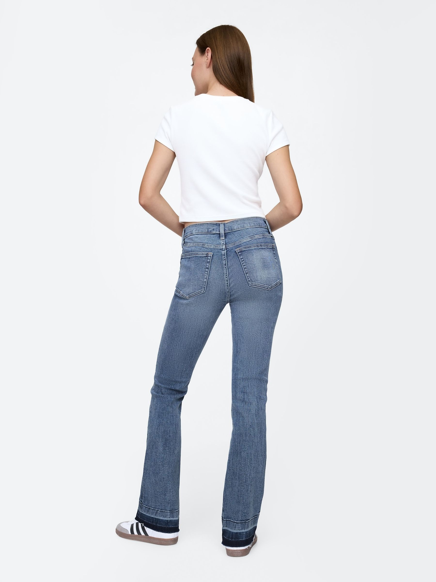 Blue Mid Rise Stretch Flared Bootcut Jeans - Image 3 of 5