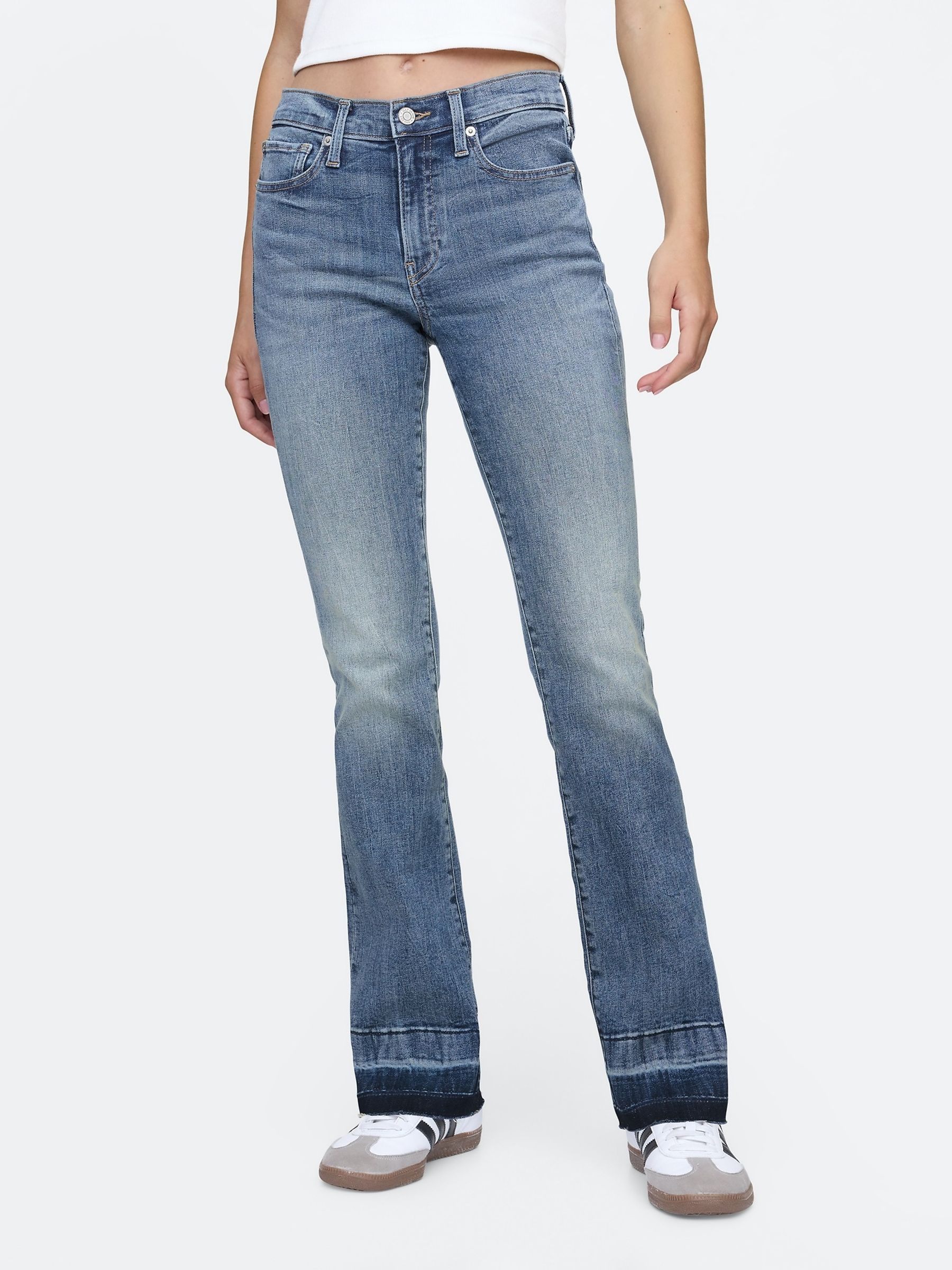 Blue Mid Rise Stretch Flared Bootcut Jeans - Image 4 of 5