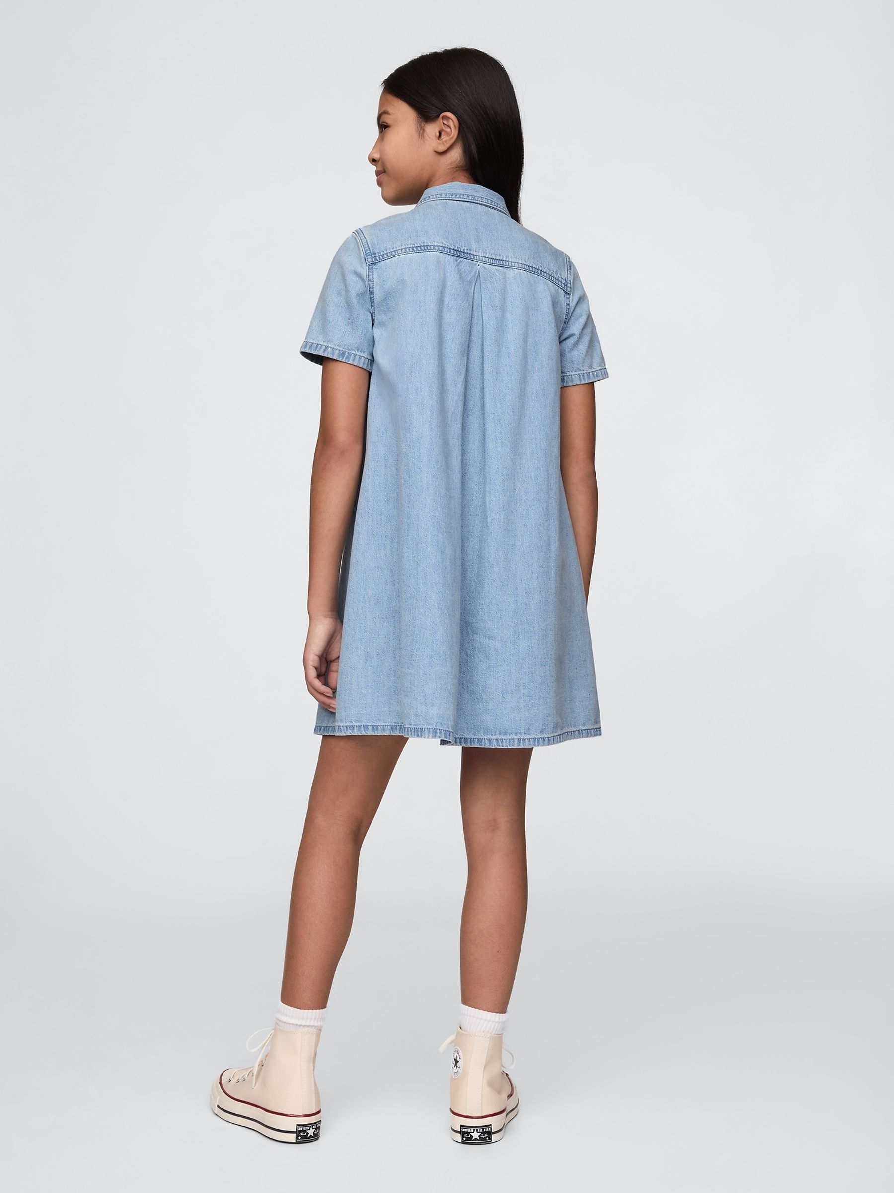 Blue Denim Pocket Quarter Zip Dress (4-13yrs) - Image 2 of 4
