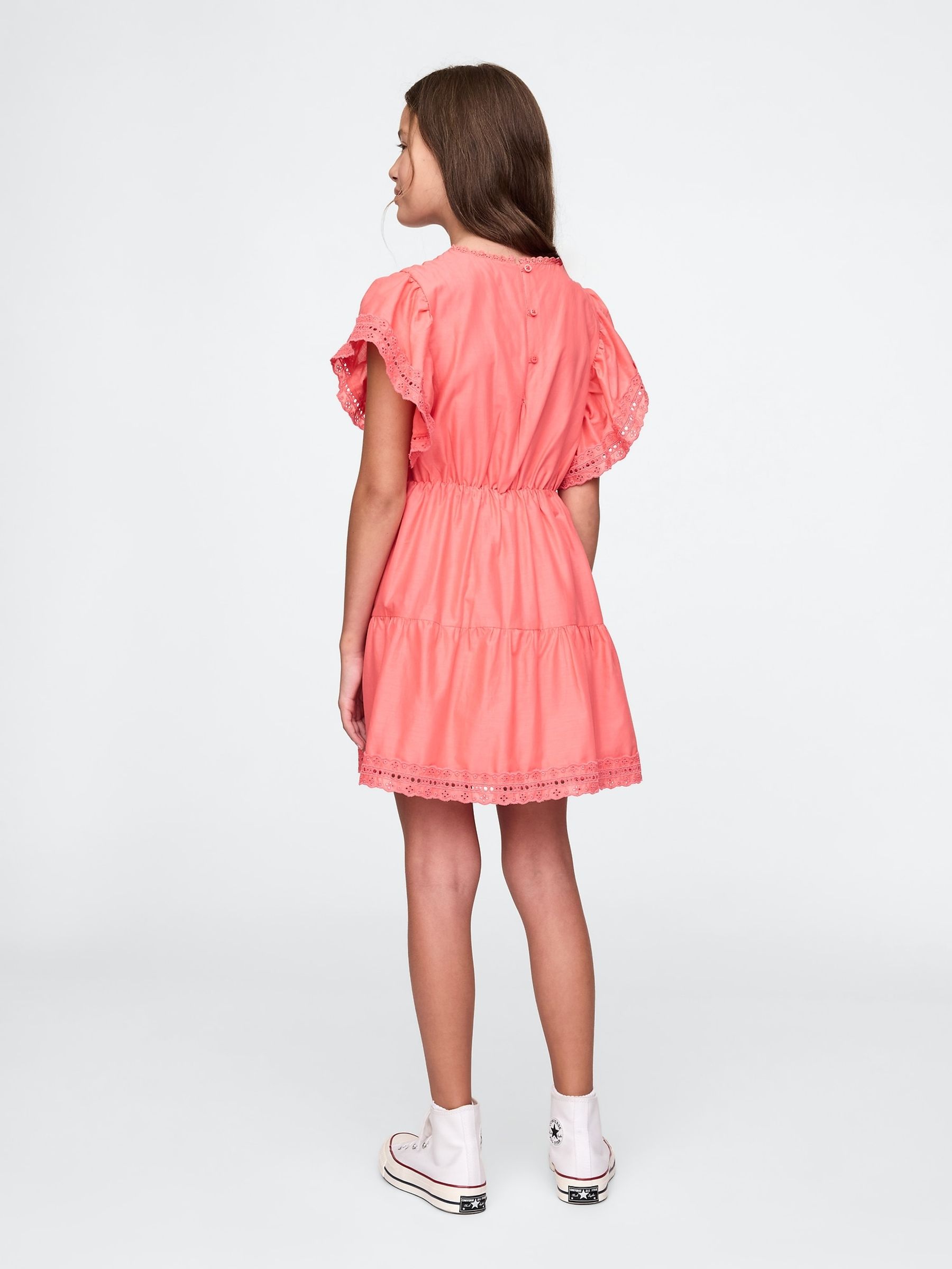 Orange Cotton Lace Tiered Ruffle Dress (4-13yrs) - Image 2 of 4