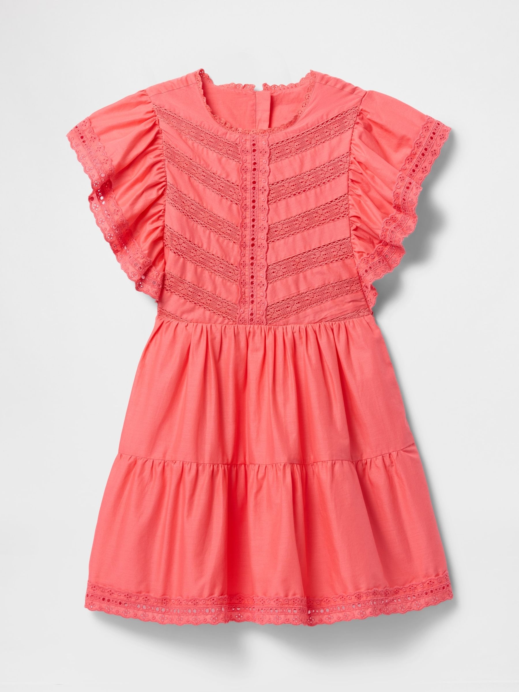 Orange Cotton Lace Tiered Ruffle Dress (4-13yrs) - Image 3 of 4