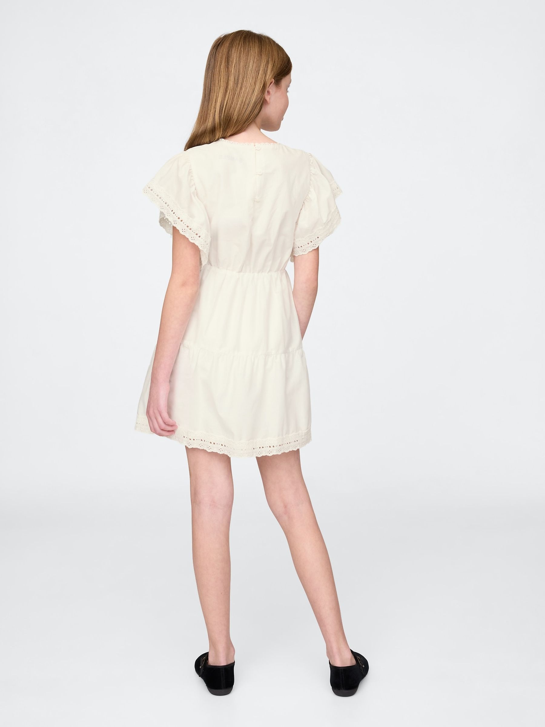 Off White Cotton Lace Tiered Ruffle Dress (4-13yrs) - Image 2 of 6