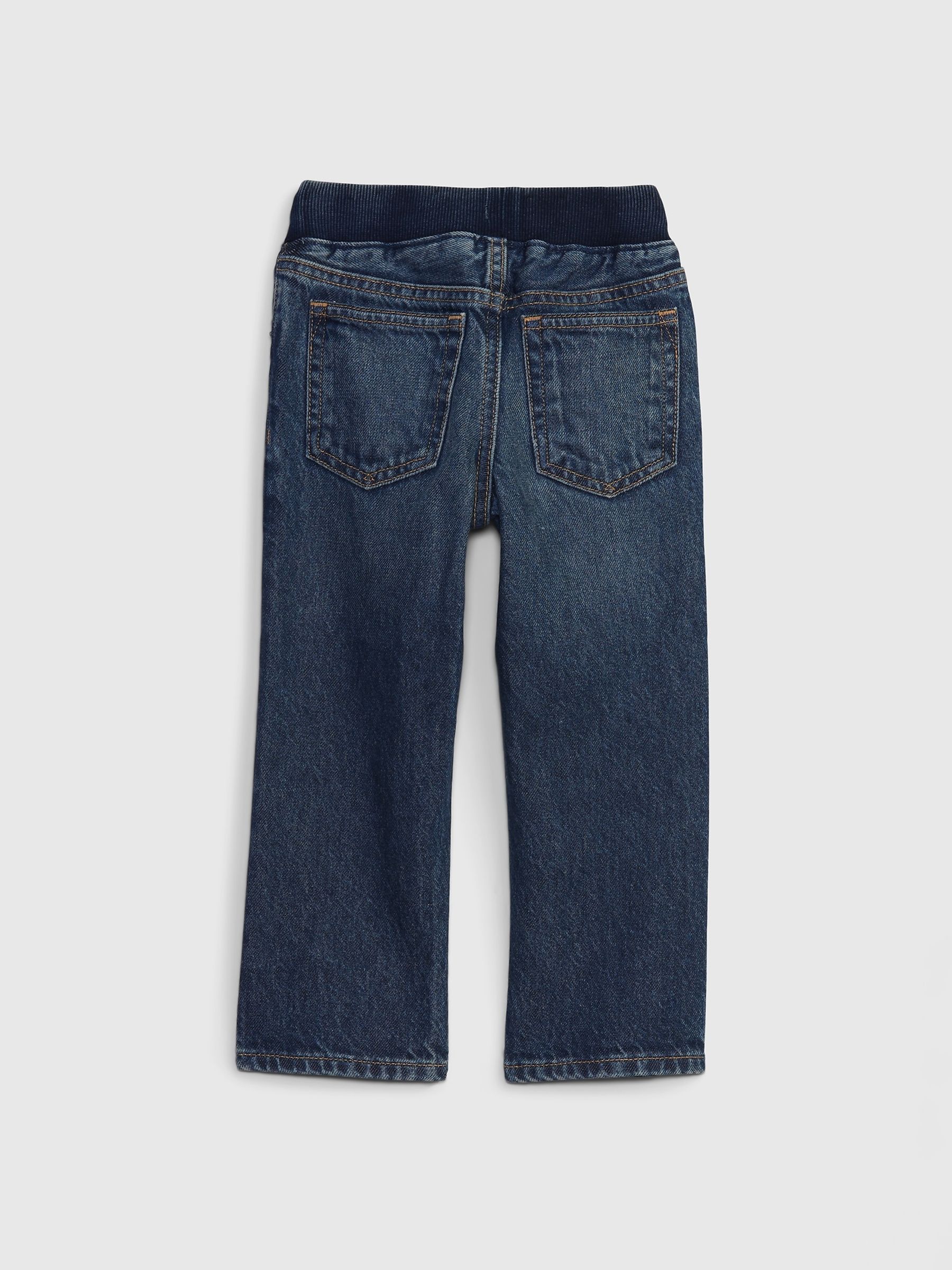 Dark Wash Blue High Waisted Straight Pull On Jeans (6mths-5yrs) - Image 2 of 3