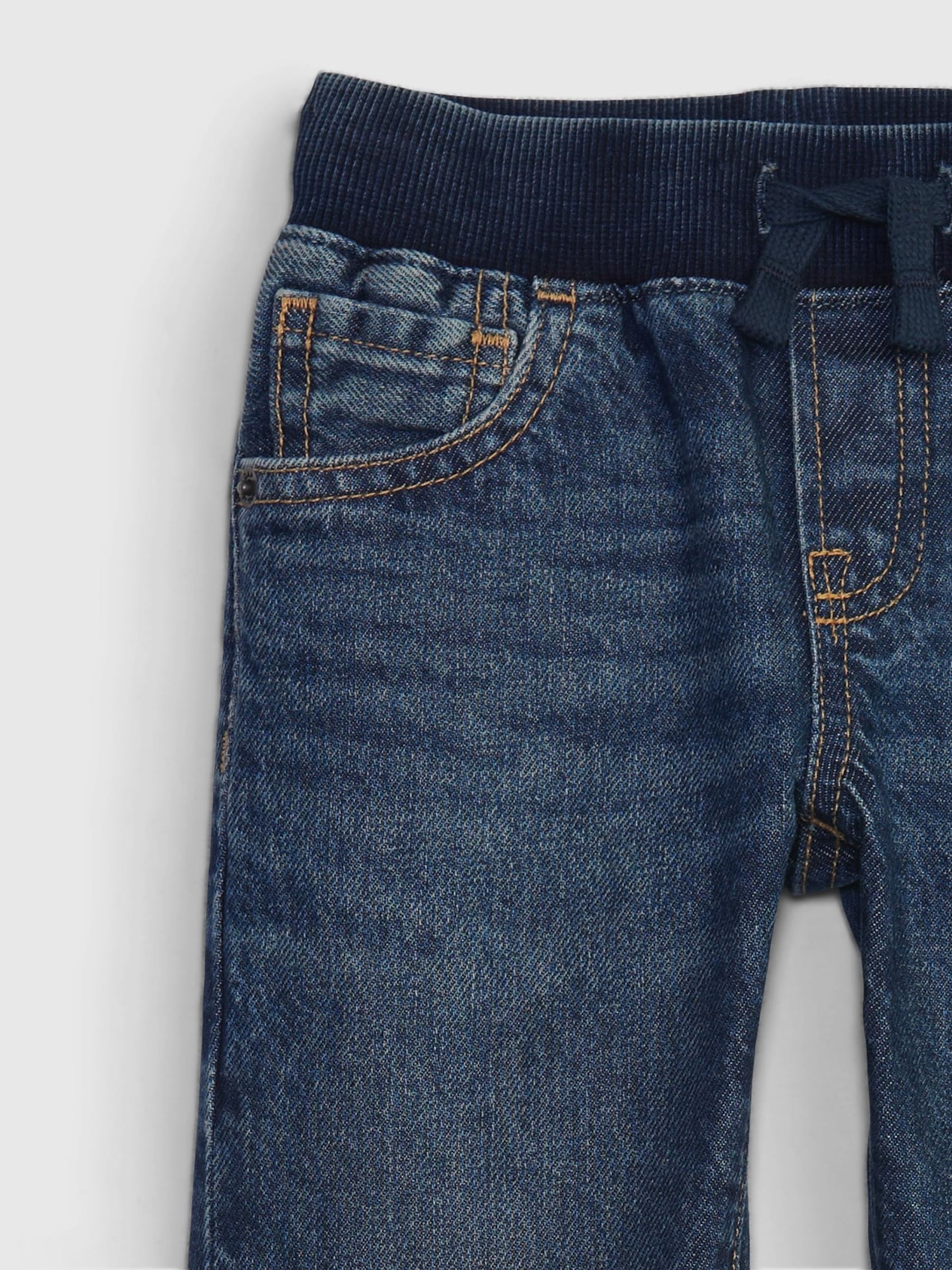 Dark Wash Blue High Waisted Straight Pull On Jeans (6mths-5yrs) - Image 3 of 3