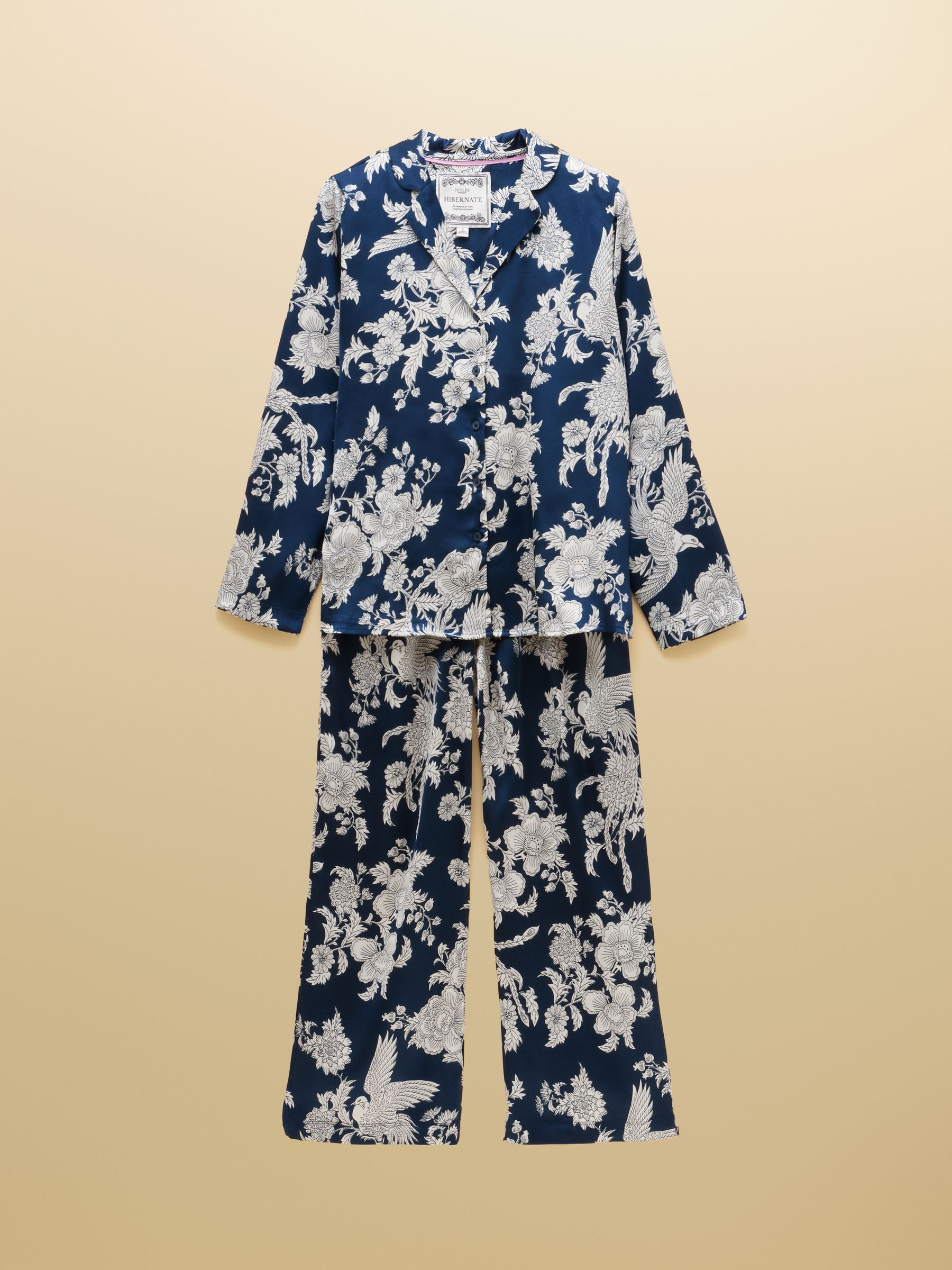 Bonnie Navy Floral Satin Long Sleeve Pyjama Set - Image 5 of 5