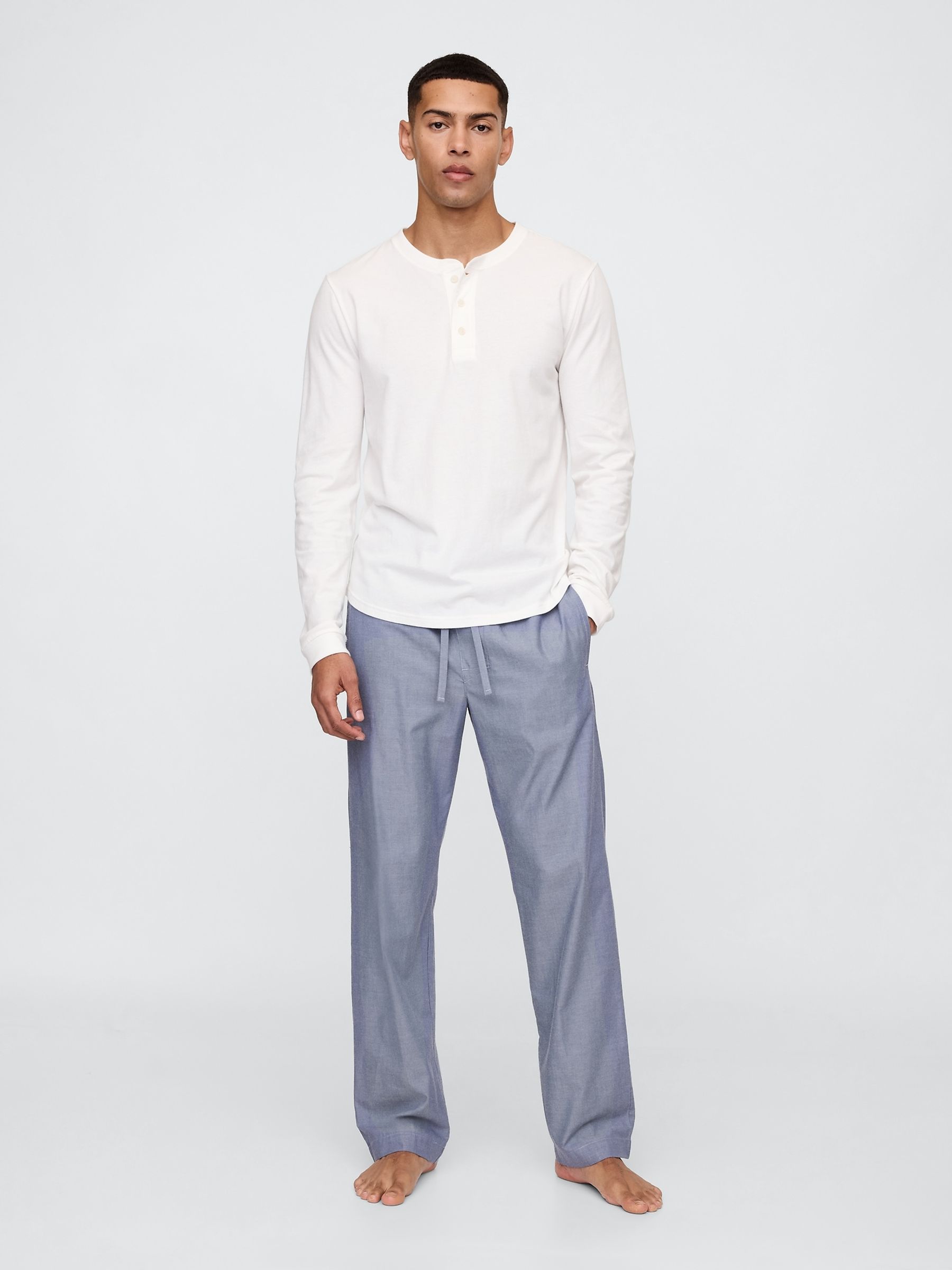 Blue Cotton Poplin Pyjama Bottoms - Image 3 of 4