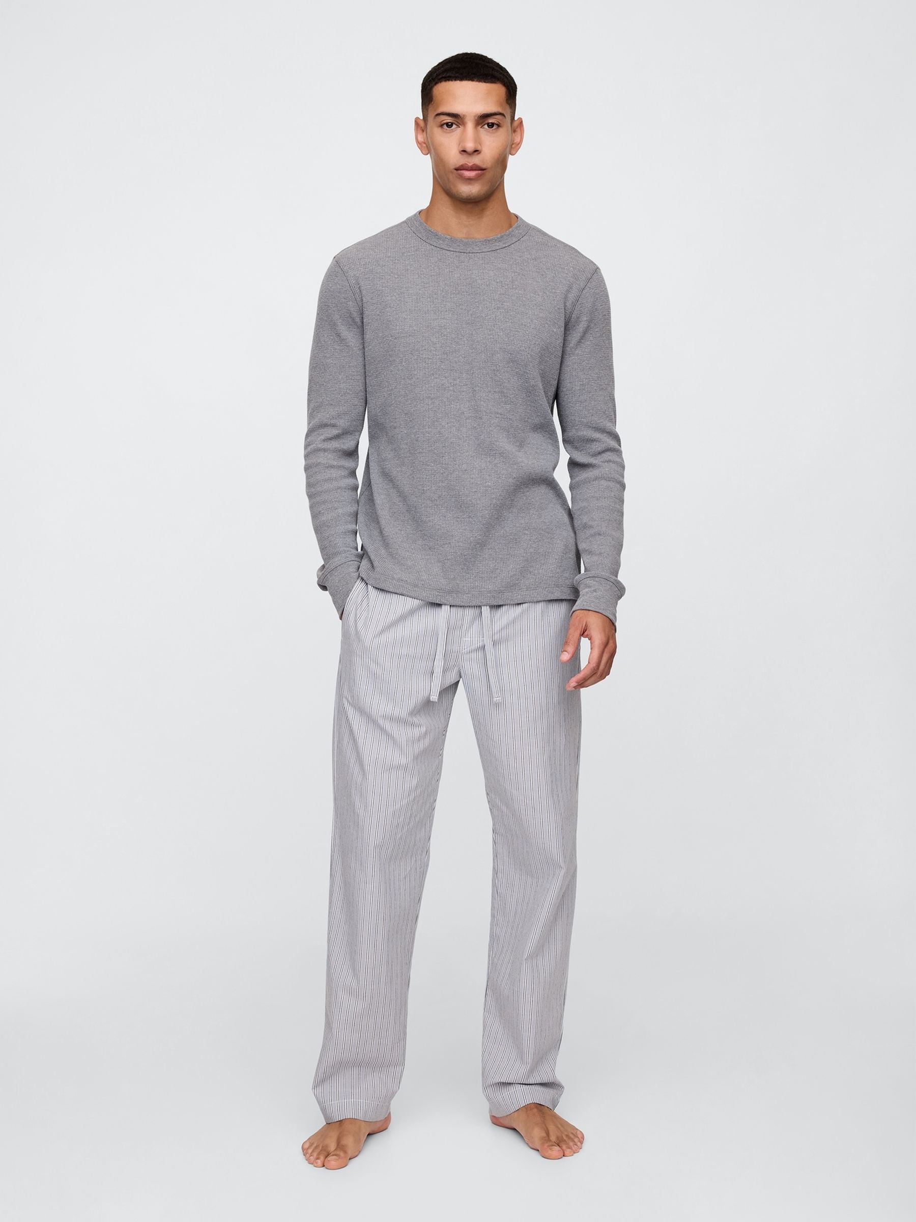 Grey Cotton Poplin Pyjama Bottoms - Image 3 of 4